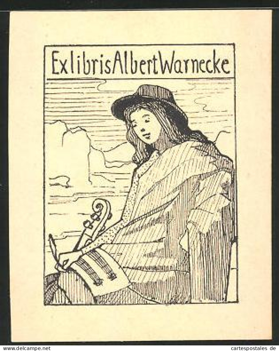 Exlibris Albert Warnecke, Musikererin  - Ex Libris