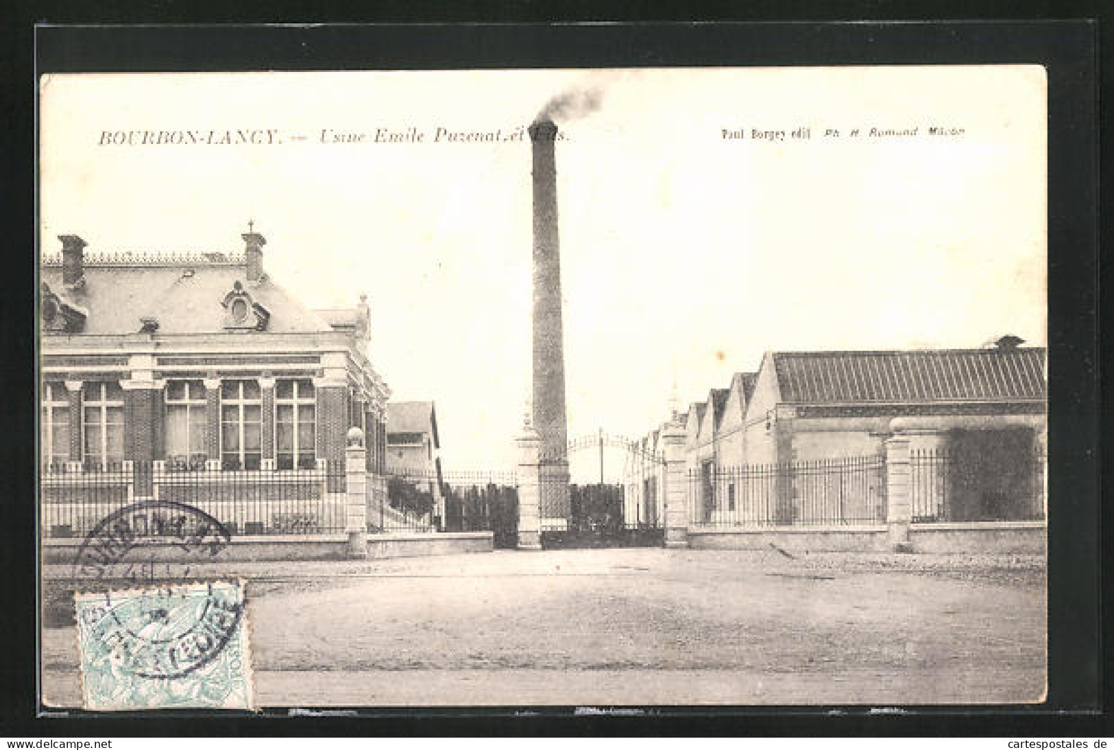 CPA Bourbon-Lancy, Usine Emile Puzenat Et Fils, Am Hauptportal  - Otros & Sin Clasificación