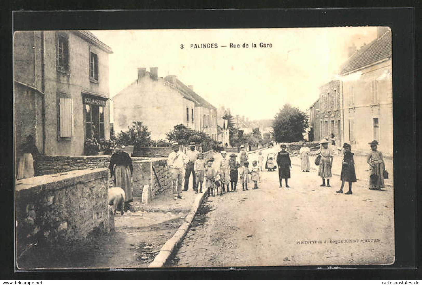 CPA Palinges, Rue De La Gare  - Autres & Non Classés