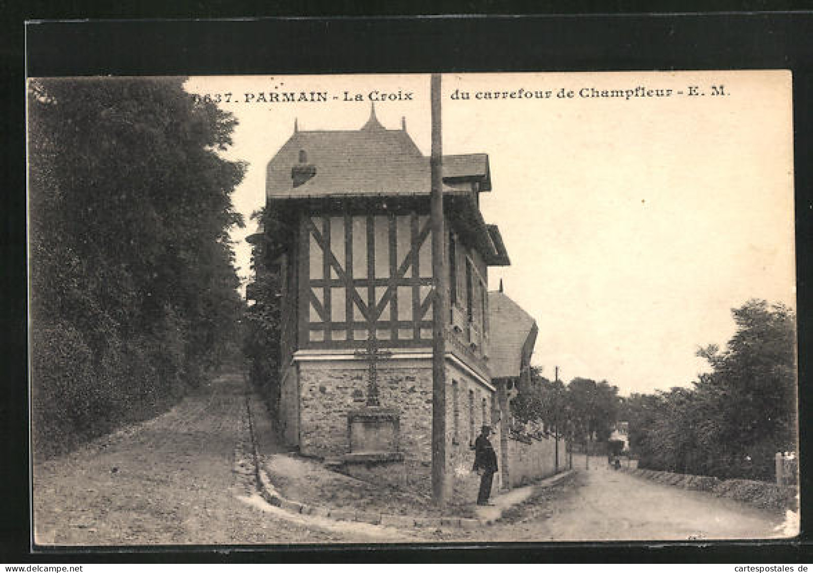 CPA Parmain, La Croix Du Carrefour De Champfleur  - Parmain