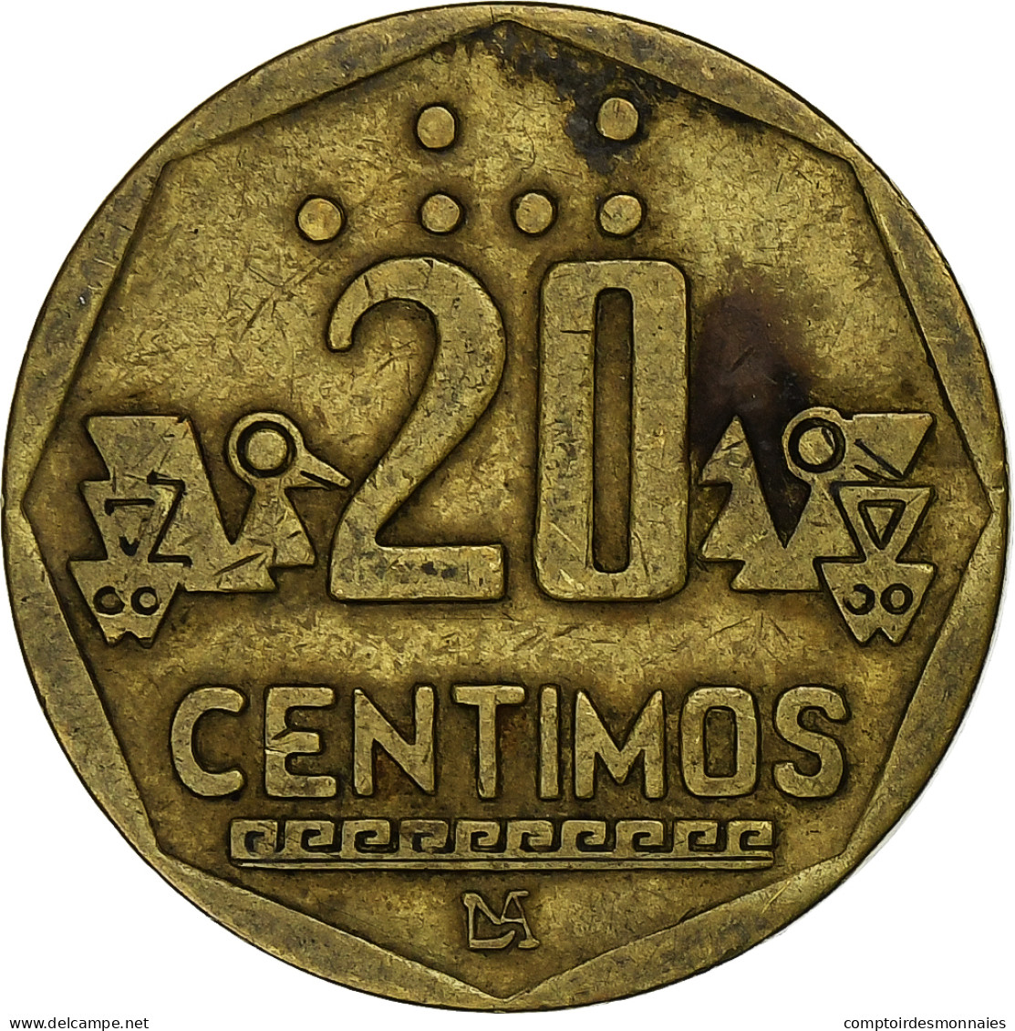 Pérou, 20 Centimos, 1994, Laiton, TTB - Peru