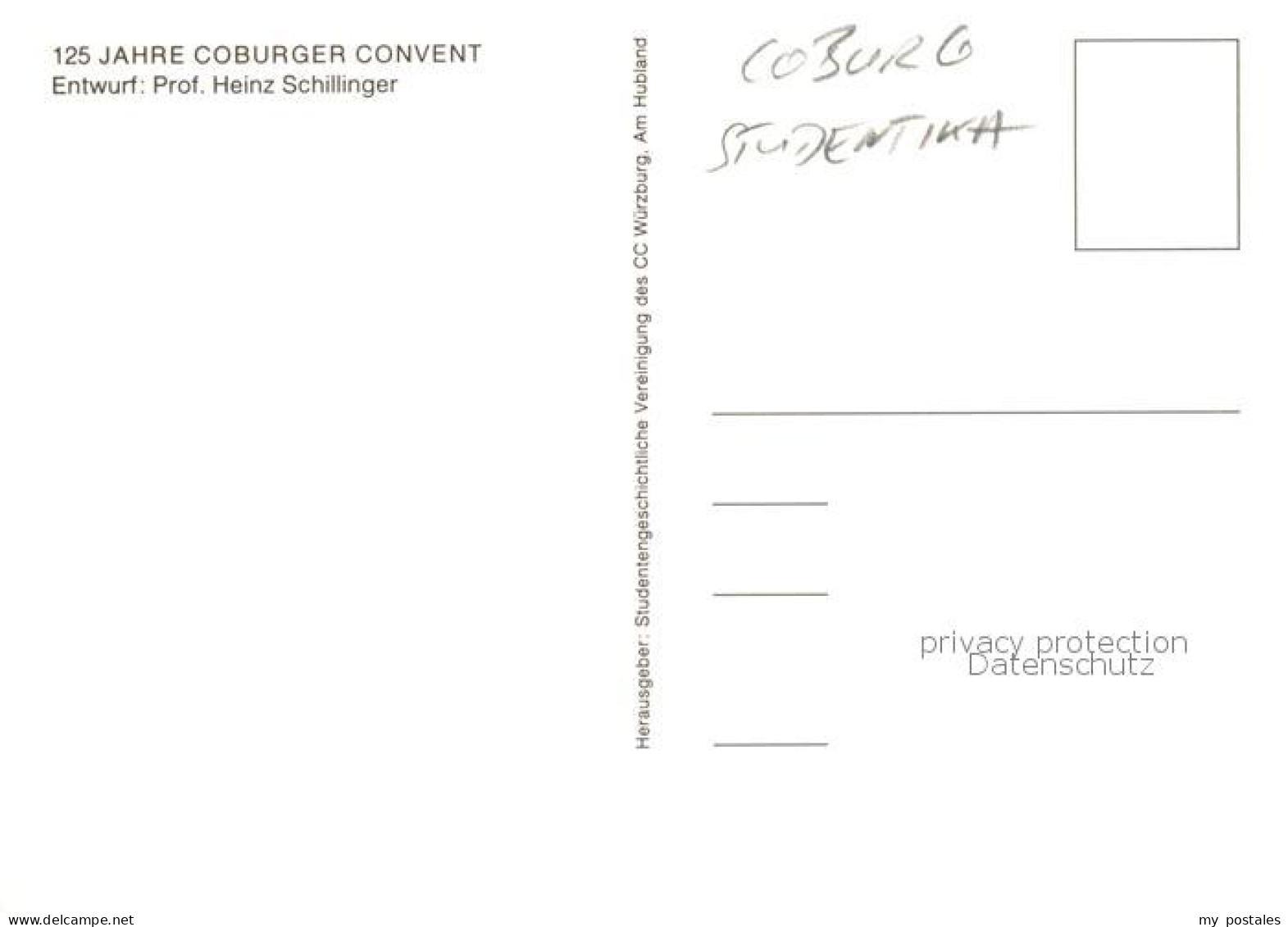73864814 Coburg 125 Jahre Coburger Convent Studentika Kuenstlerkarte Entwurf Pro - Coburg