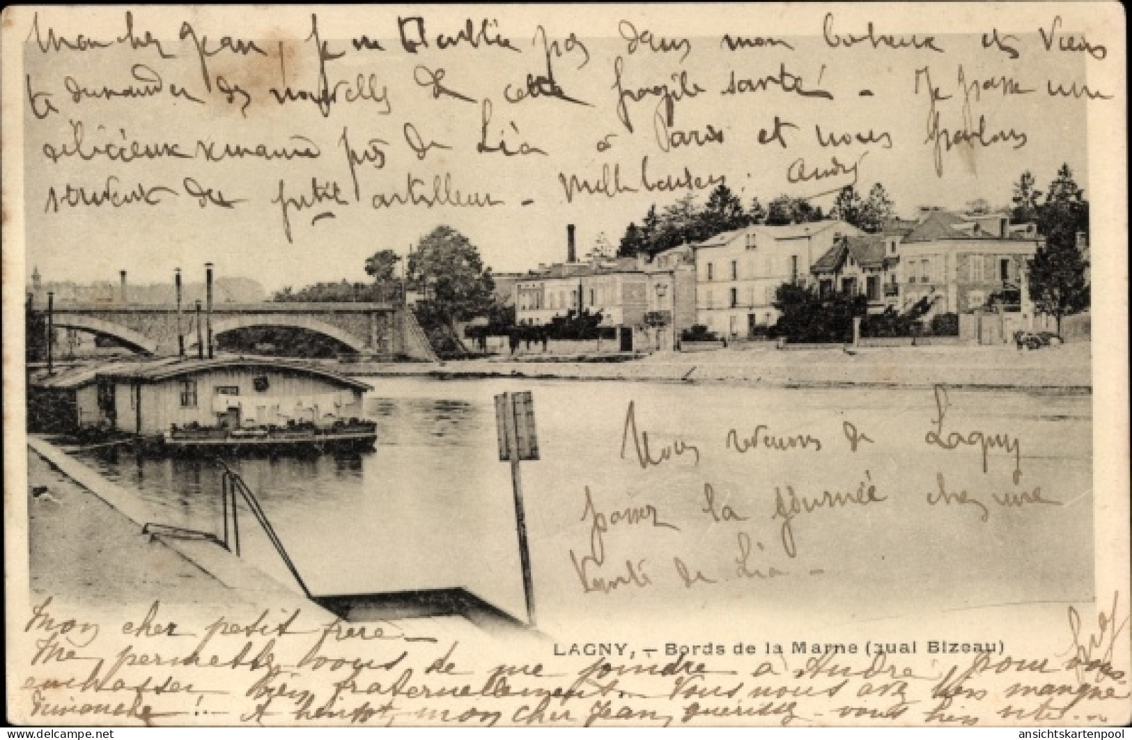 CPA Lagny Seine Et Marne, Ufer Der Marne, Quai Bizeau - Otros & Sin Clasificación