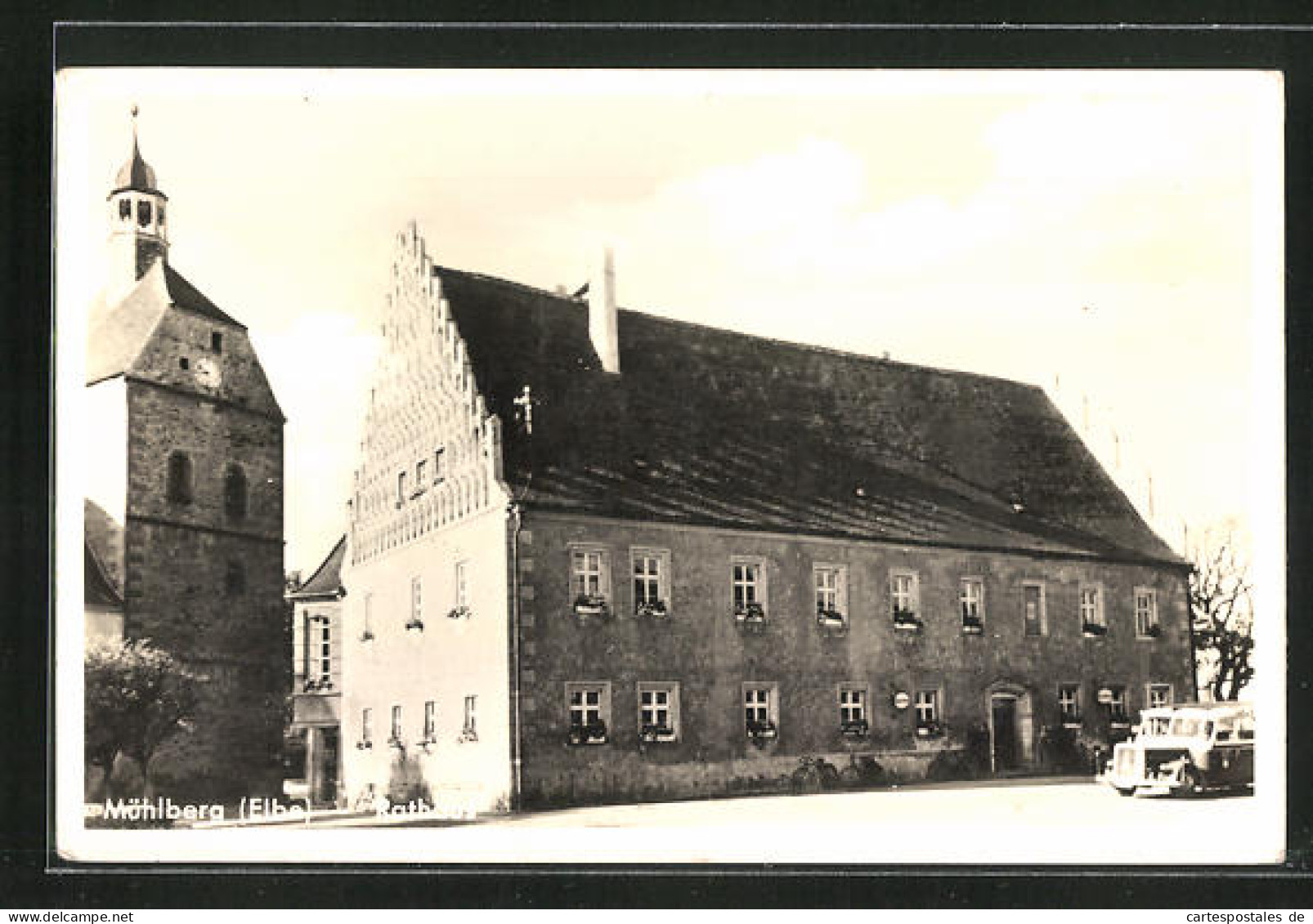 AK Mühlberg /Elbe, Rathaus, Automobile  - Muehlberg