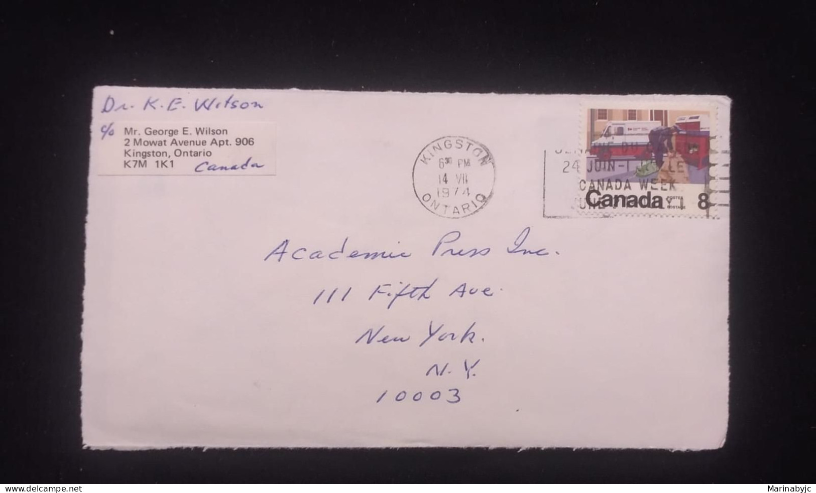C) 1974. CANADA. AIRMAIL ENVELOPE SENT TO USA. XF - Andere & Zonder Classificatie