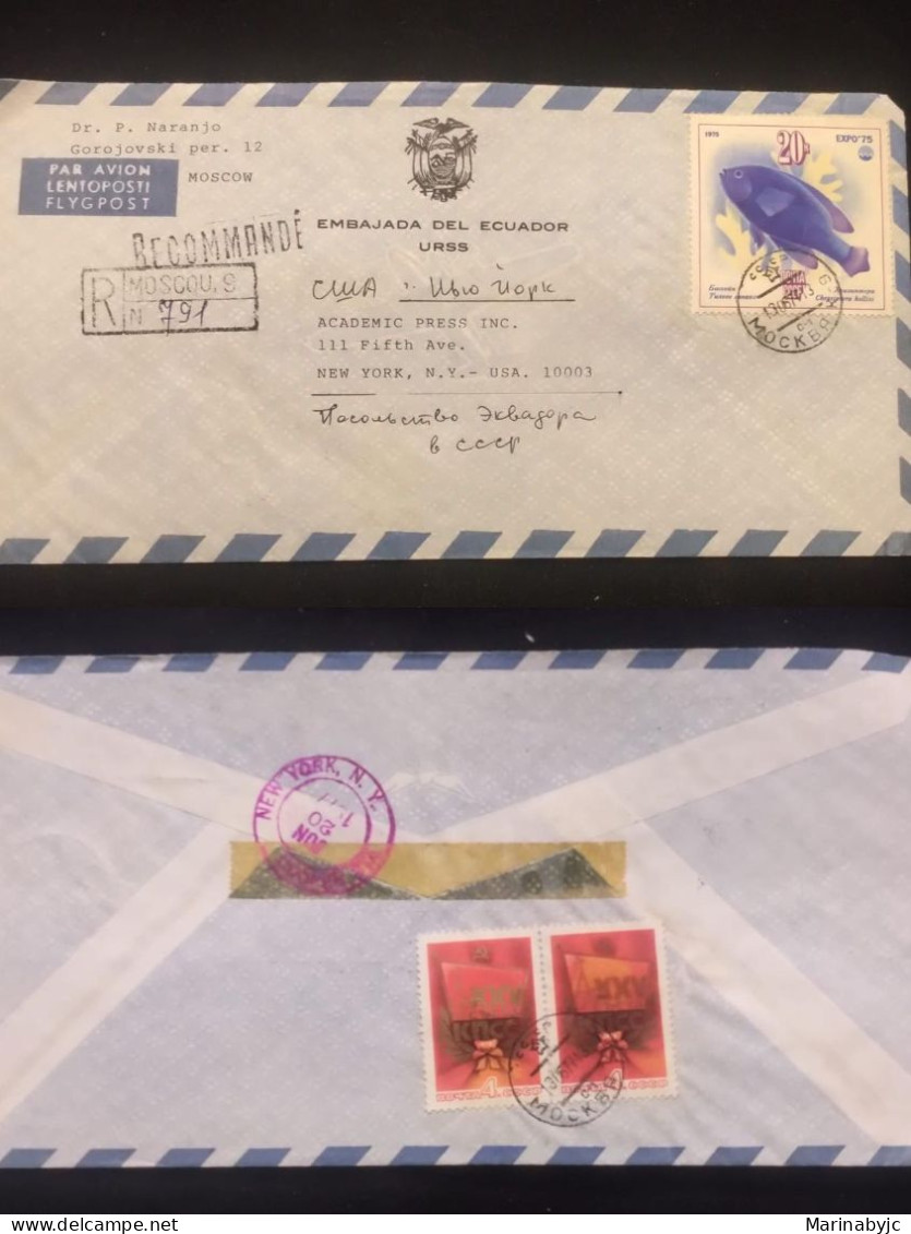 C) 1974. RUSSIA. AIR MAIL FROM THE EMBASSY OF ECUADOR ENVELOPE SENT TO THE USA. FRONT AND BACK. XF - Other & Unclassified