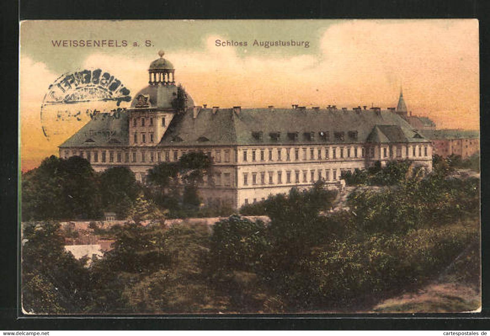 AK Weissenfels A. S., Schloss Augustusburg Im Abendrot  - Weissenfels