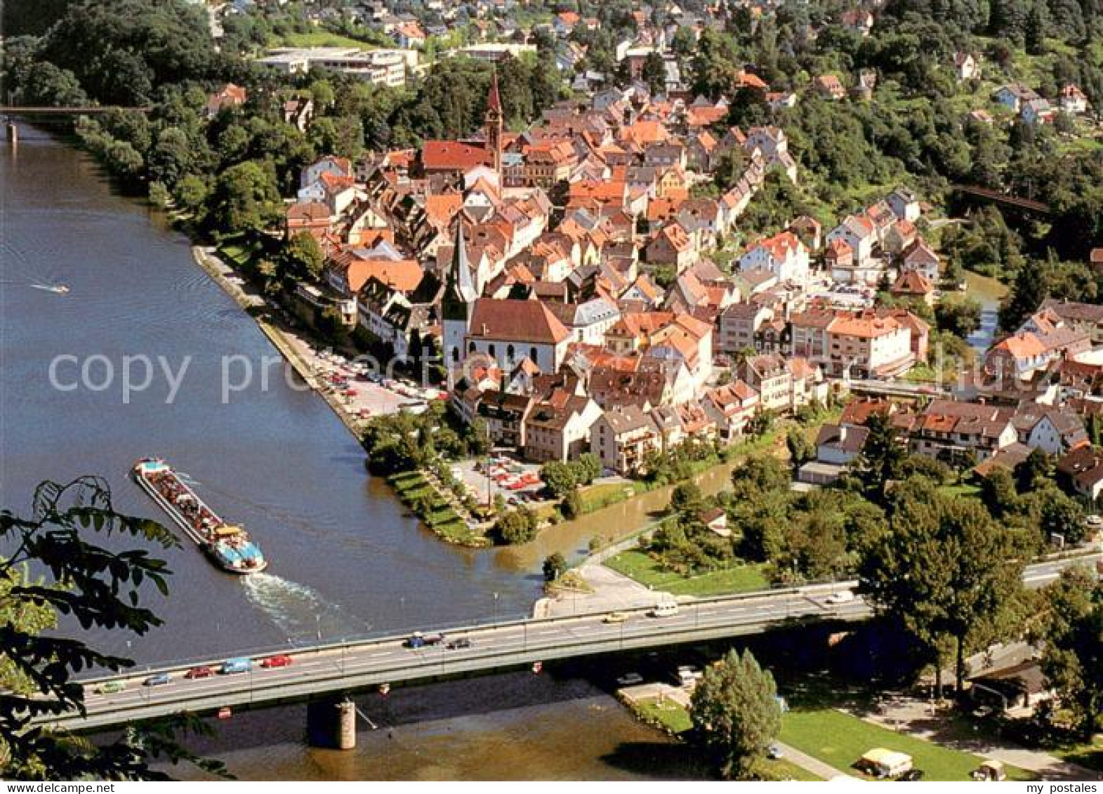 73757123 Neckargemuend Fliegeraufnahme Altstadtkern Neckar Elzenmuendung Neckarg - Neckargemuend