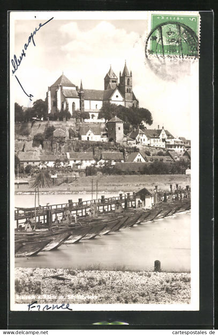 AK Breisach / Rhein, Schloss Und Schiffsbrücke  - Breisach