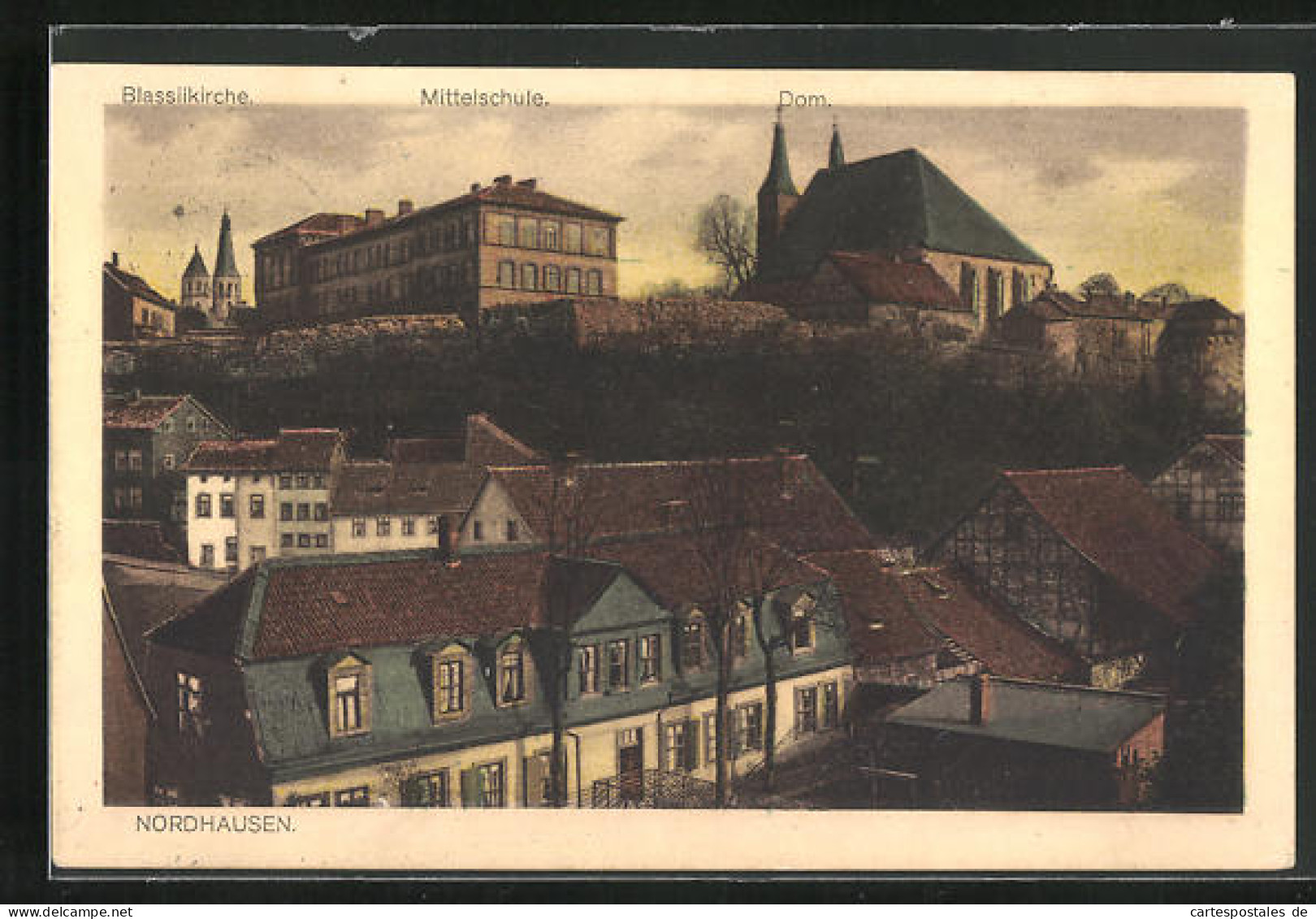 AK Nordhausen, Blick Auf Blassiikirche, Mittelschule Und Dom  - Nordhausen