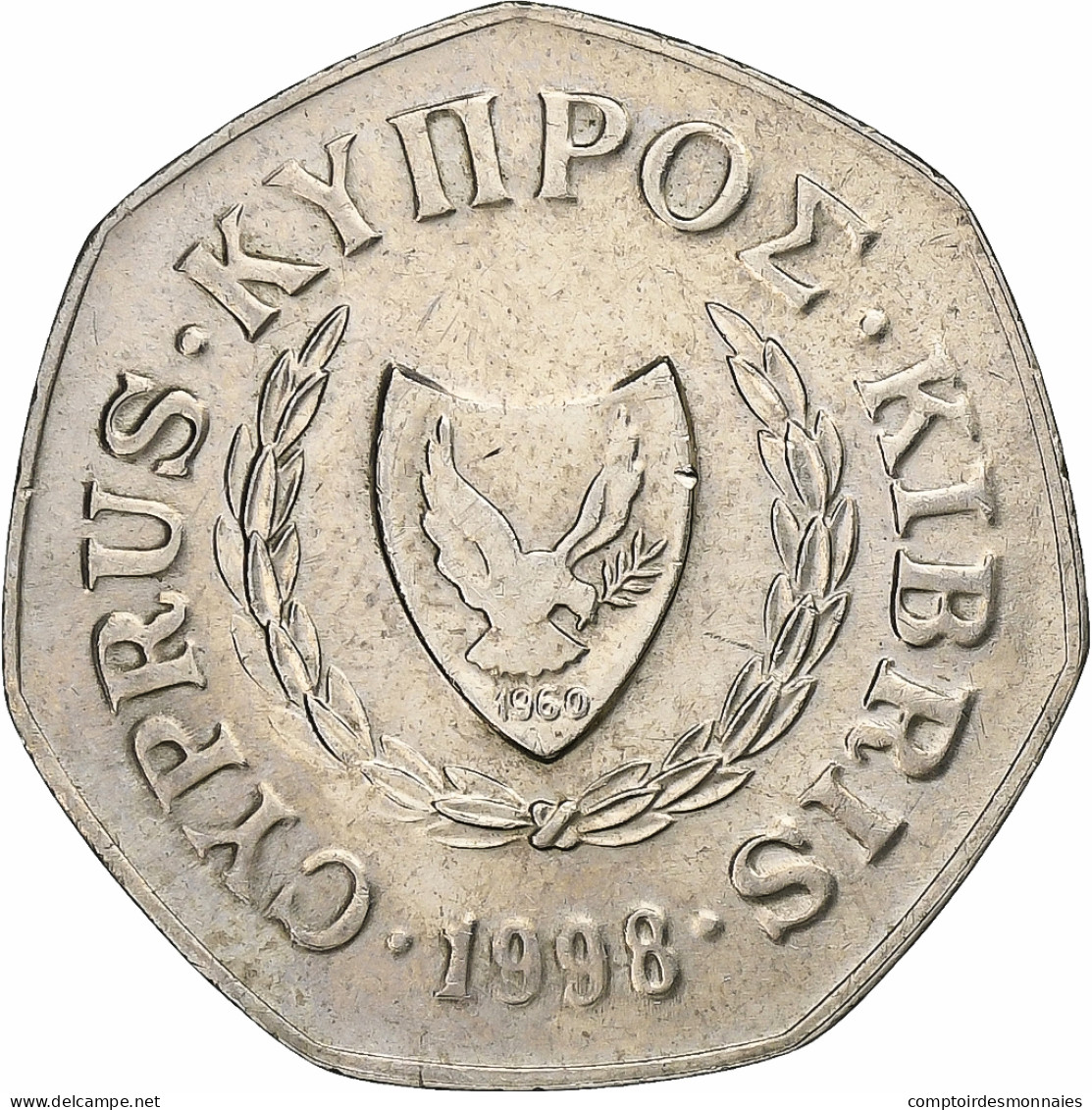 Chypre, 50 Cents, 1998, Cupro-nickel, SUP+, KM:66 - Chypre