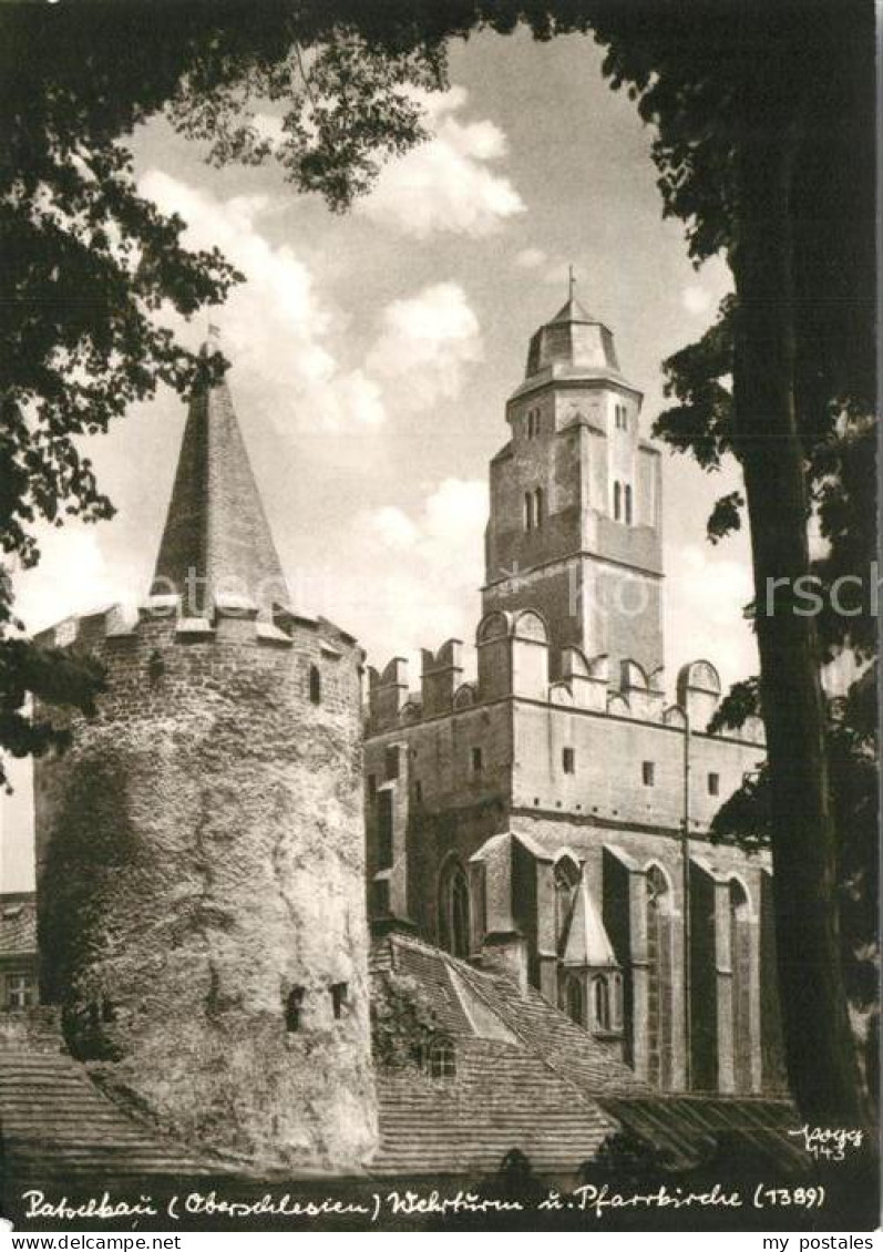 72976623 Paczkow Wehrturm Pfarrkirche Handabzug Paczkow - Poland