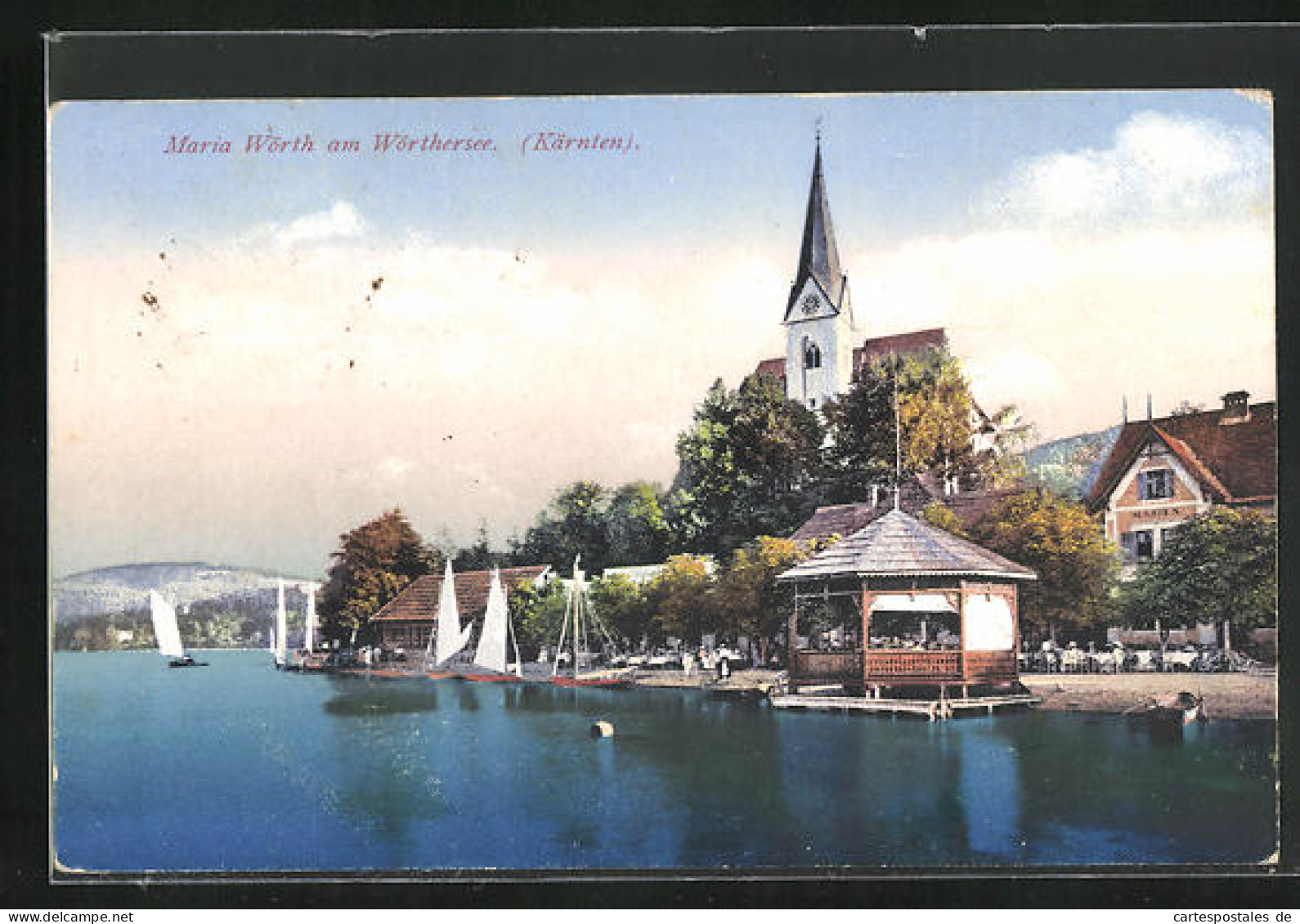 AK Maria Wörth Am Wörthersee, Teilansicht Mit Kirche  - Andere & Zonder Classificatie