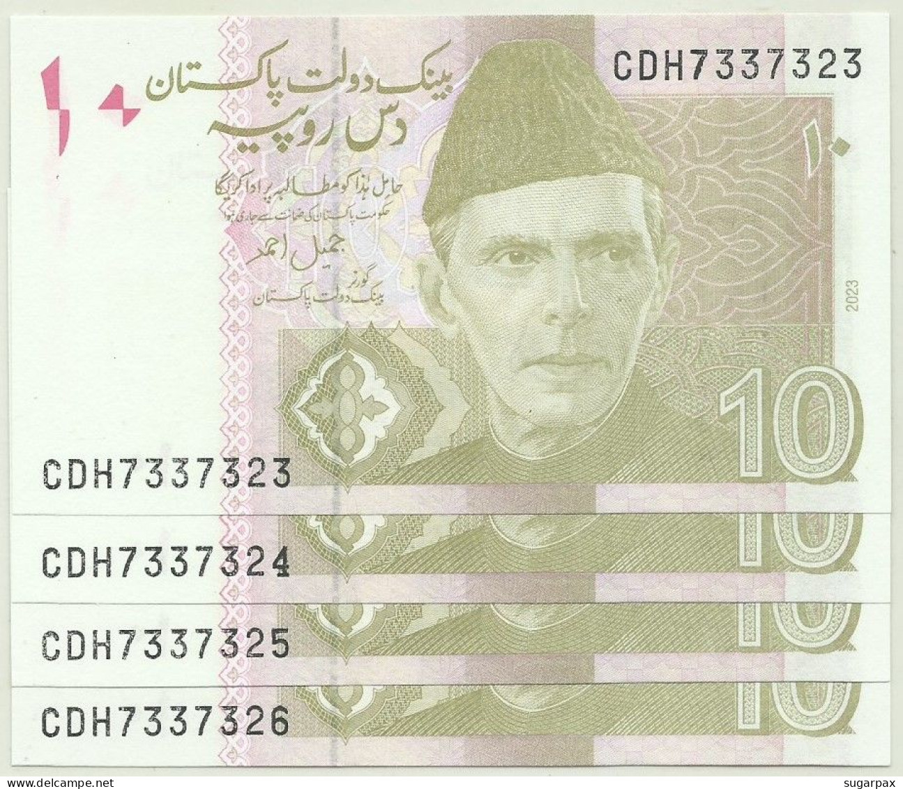 Pakistan - 4 X 10 Rupees Consecutive - 2023 - Pick: 45.r - Unc. - Serie CDH - Pakistan