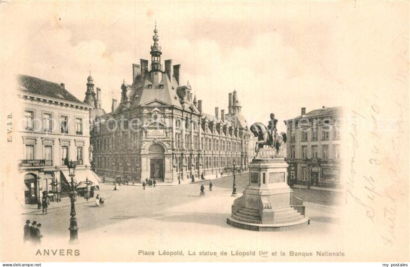 72974323 Anvers Antwerpen Place Leopold Statue De Leopold 1er Banque Nationale A - Antwerpen