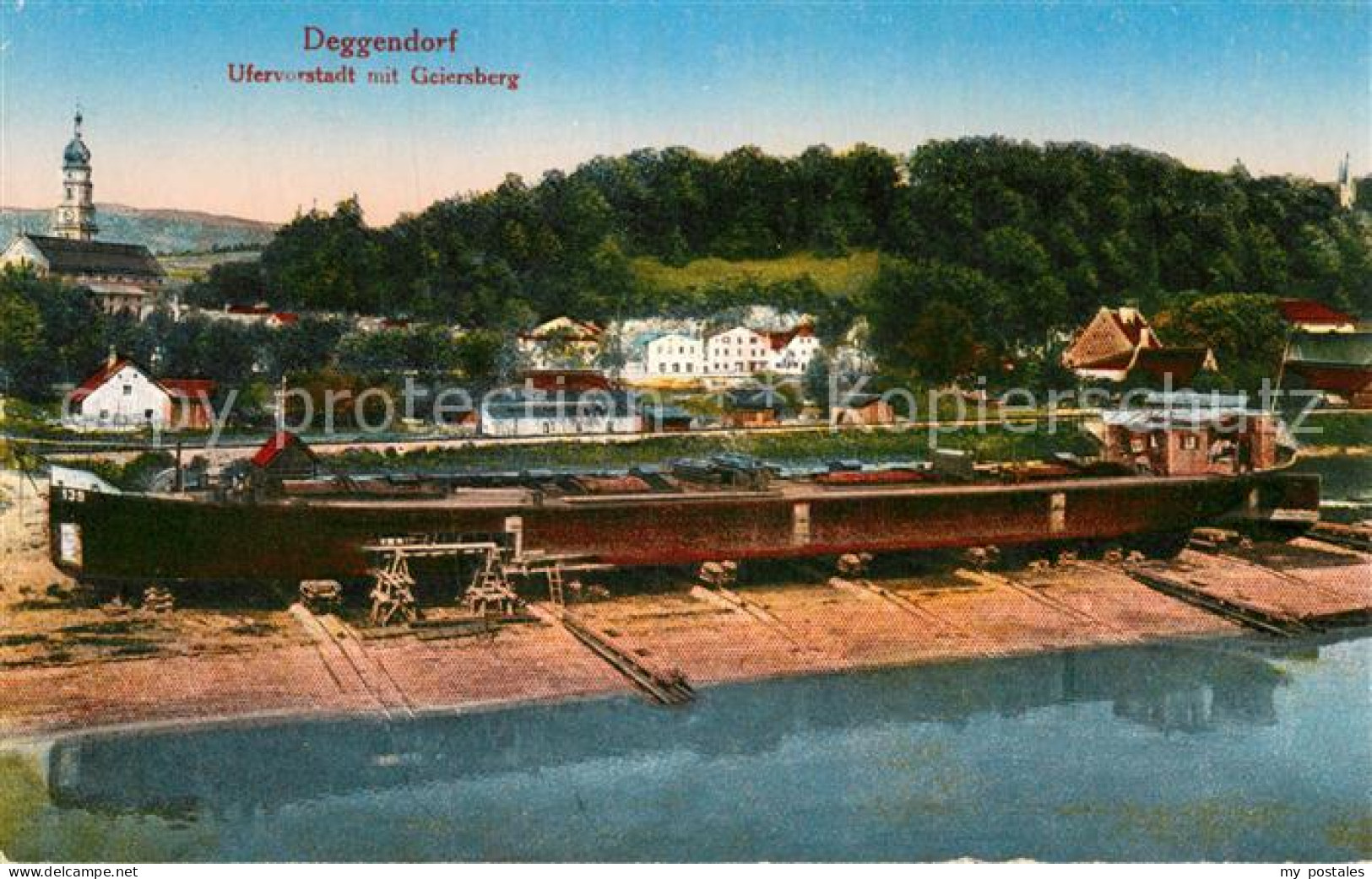 72974299 Deggendorf Donau Ufervorstadt Mit Geiersberg Schiffswrack Deggendorf Do - Deggendorf