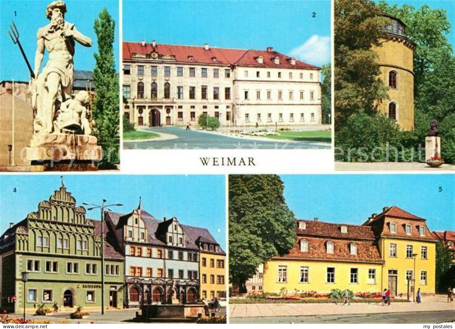 72972889 Weimar Thueringen Marktbrunnen Schloss Bibliotheksturm Renaissancehaeus - Weimar