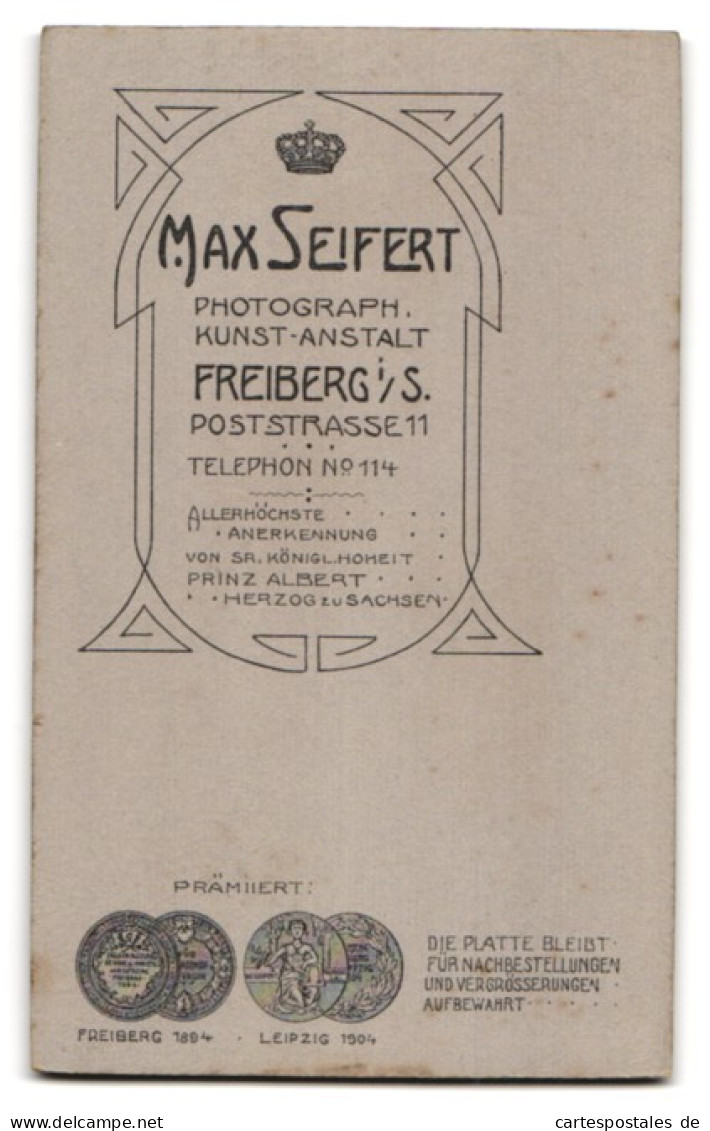 Fotografie Max Seifert, Freiberg I /S., Poststr. 11, Junge Dame Im Hübschen Kleid  - Anonieme Personen