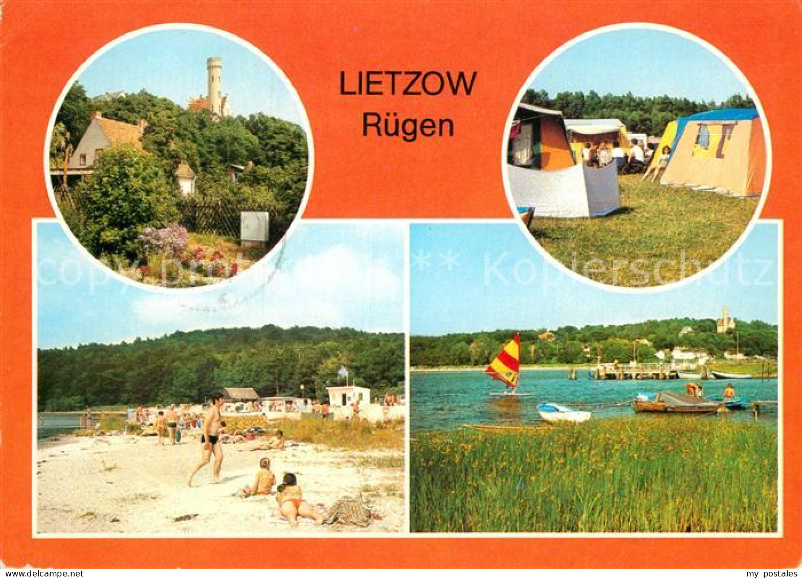72972709 Lietzow Ruegen Teilansicht Zeltplatz Strand Am Bodden Anlegestelle Liet - Autres & Non Classés