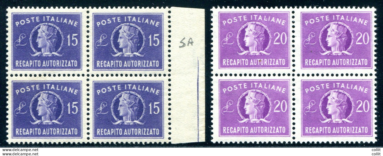 Recapito Autorizzato 15 E 20  Lire In Quartina - Errors And Curiosities