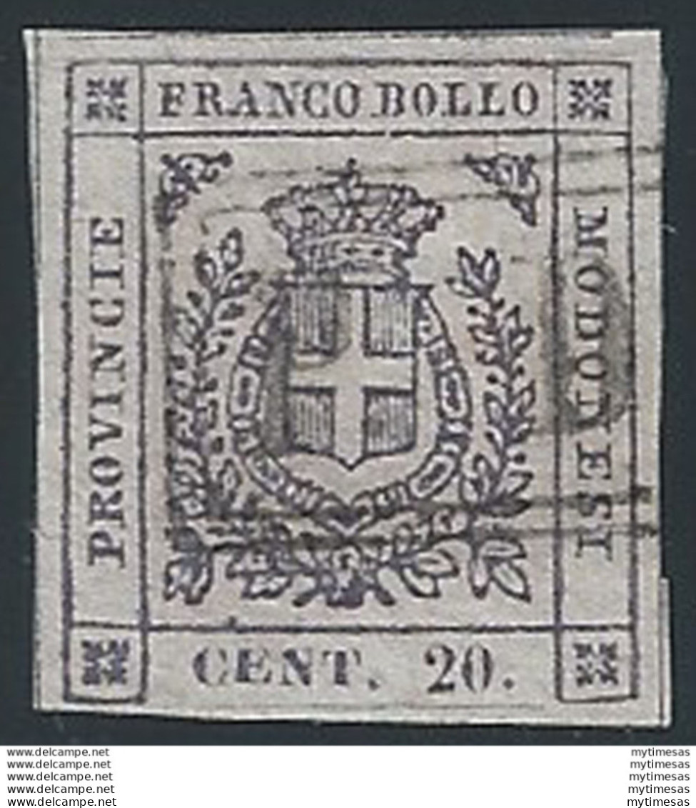 1859 Modena 20c Lilla Violaceo Scuro Cancelled Sassone N. 16b € 3750,00 - Modena