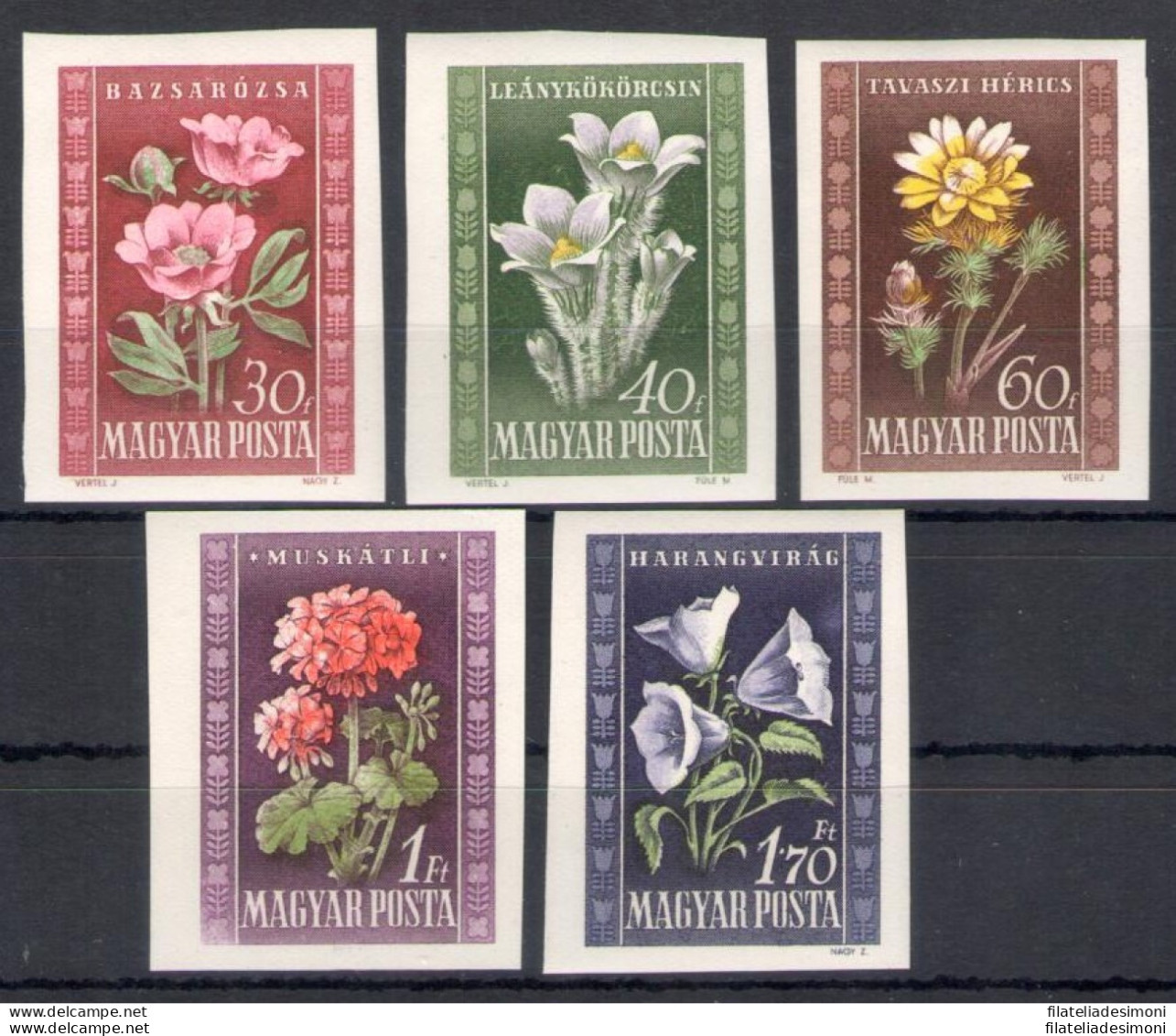 1950 Ungheria - Fiori - Non Dentellati - Michel N. 1112/16 - 5 Valori - MNH** - Andere & Zonder Classificatie