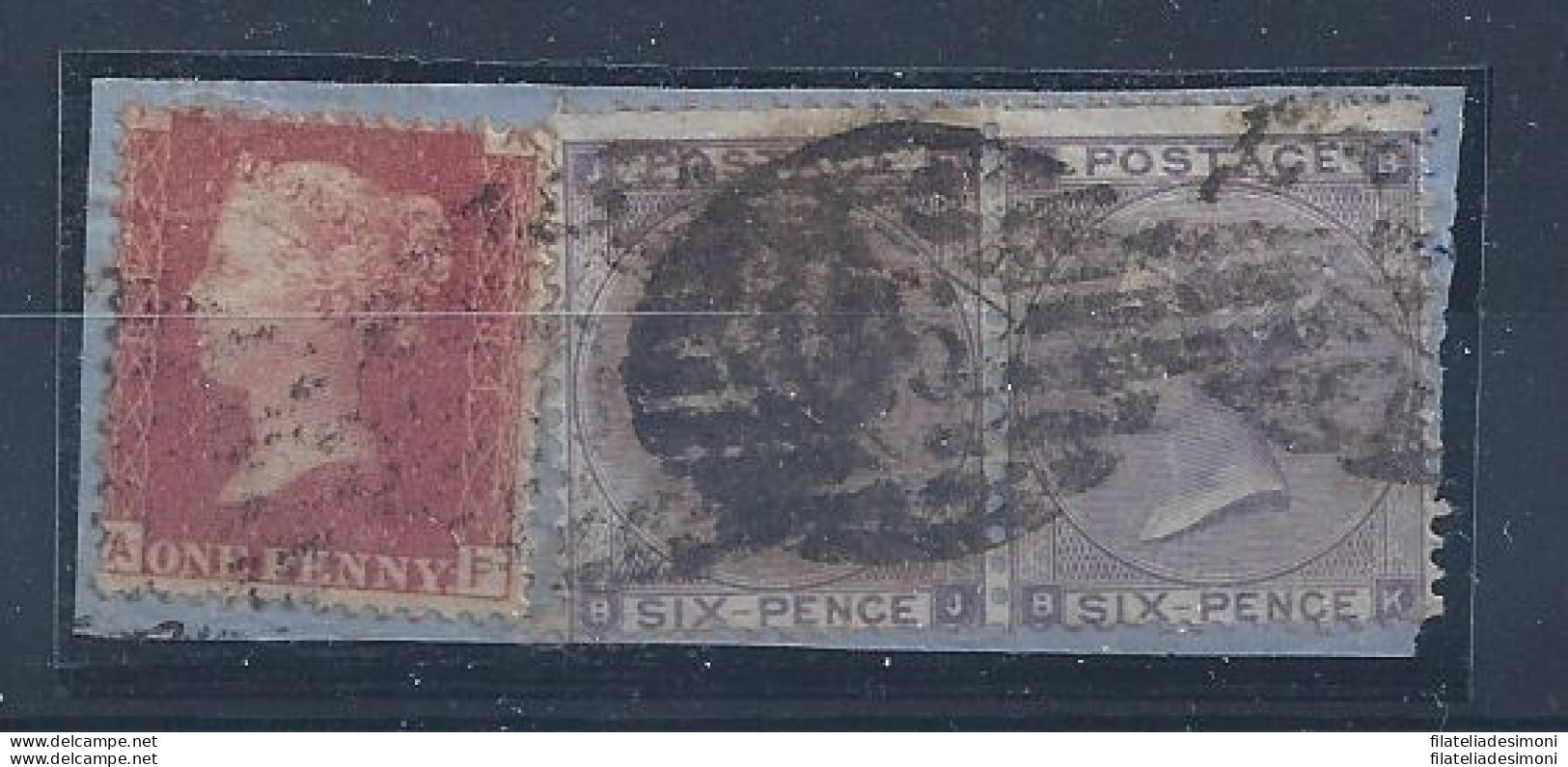 1855-64 GRAN BRETAGNA - N. 22a COPPIA + N. 26 USATI SU FRAMMENTO - Andere & Zonder Classificatie