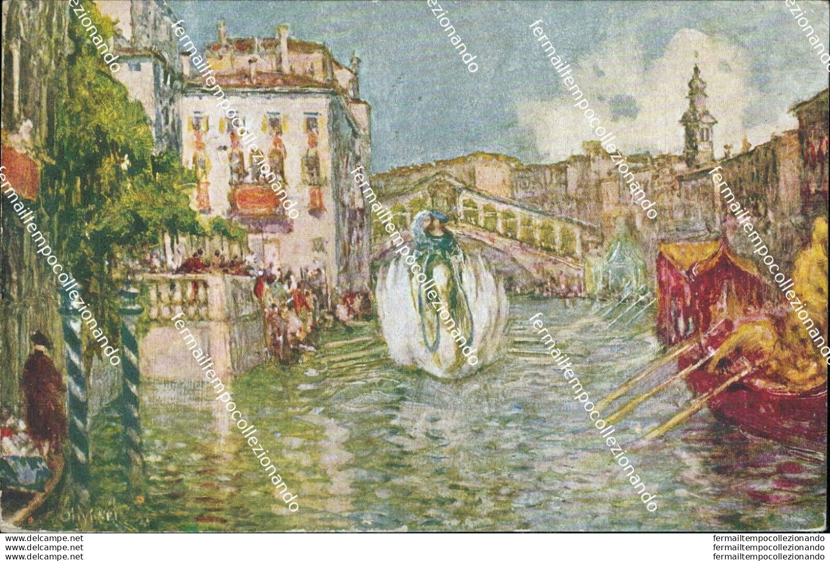 Bm30 Cartolina Venezia Citta' Nel Settecento Le Bissone 1936 - Venezia (Venice)