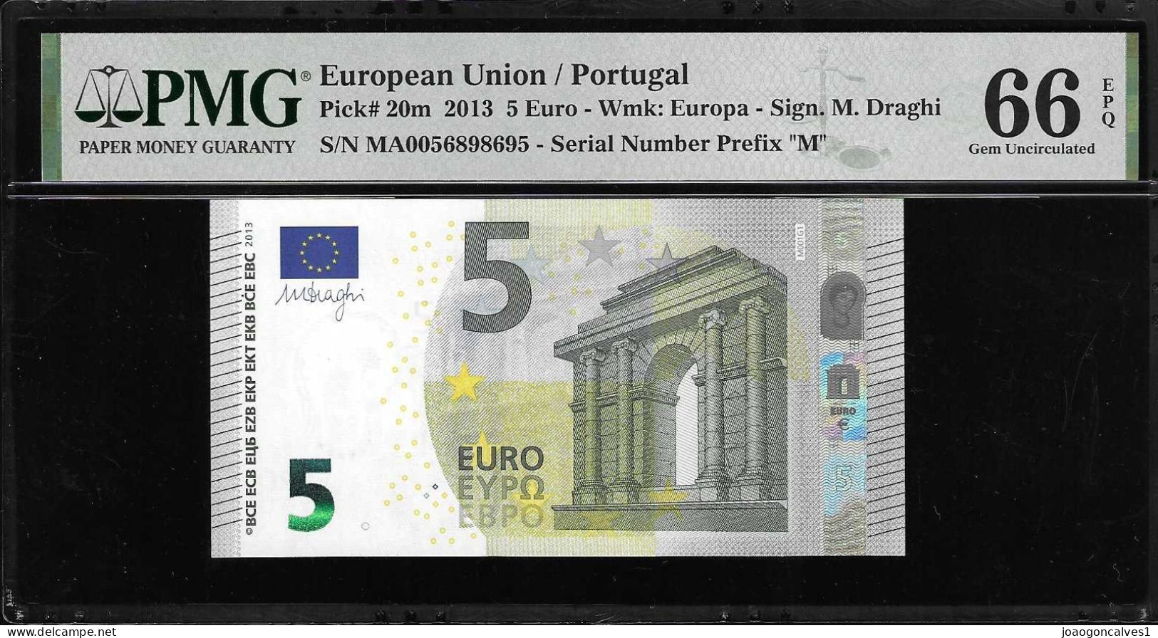 NOTA - PORTUGAL - 5 EUROS - Pick 20m - 2013  -  PMG 66 EPQ - 5 Euro