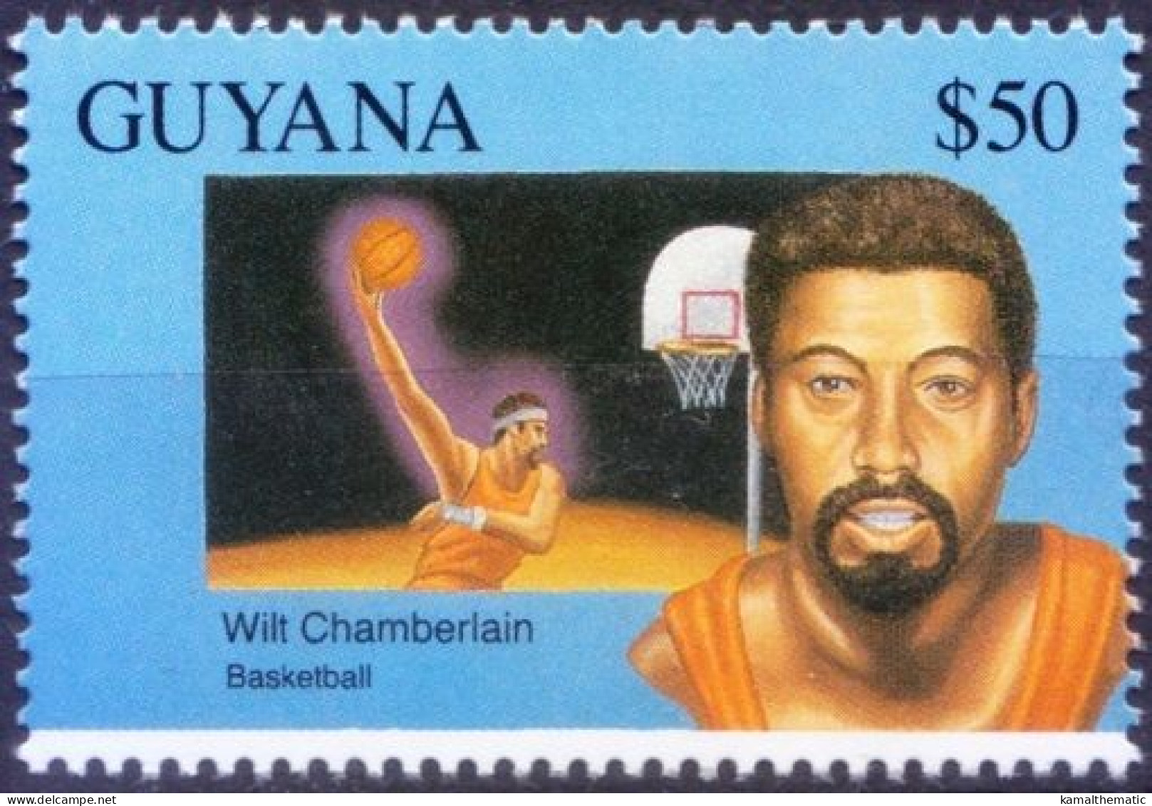 Guyana 1993 MNH, Wilt Chamberiain Basketball, Sports - Basketball