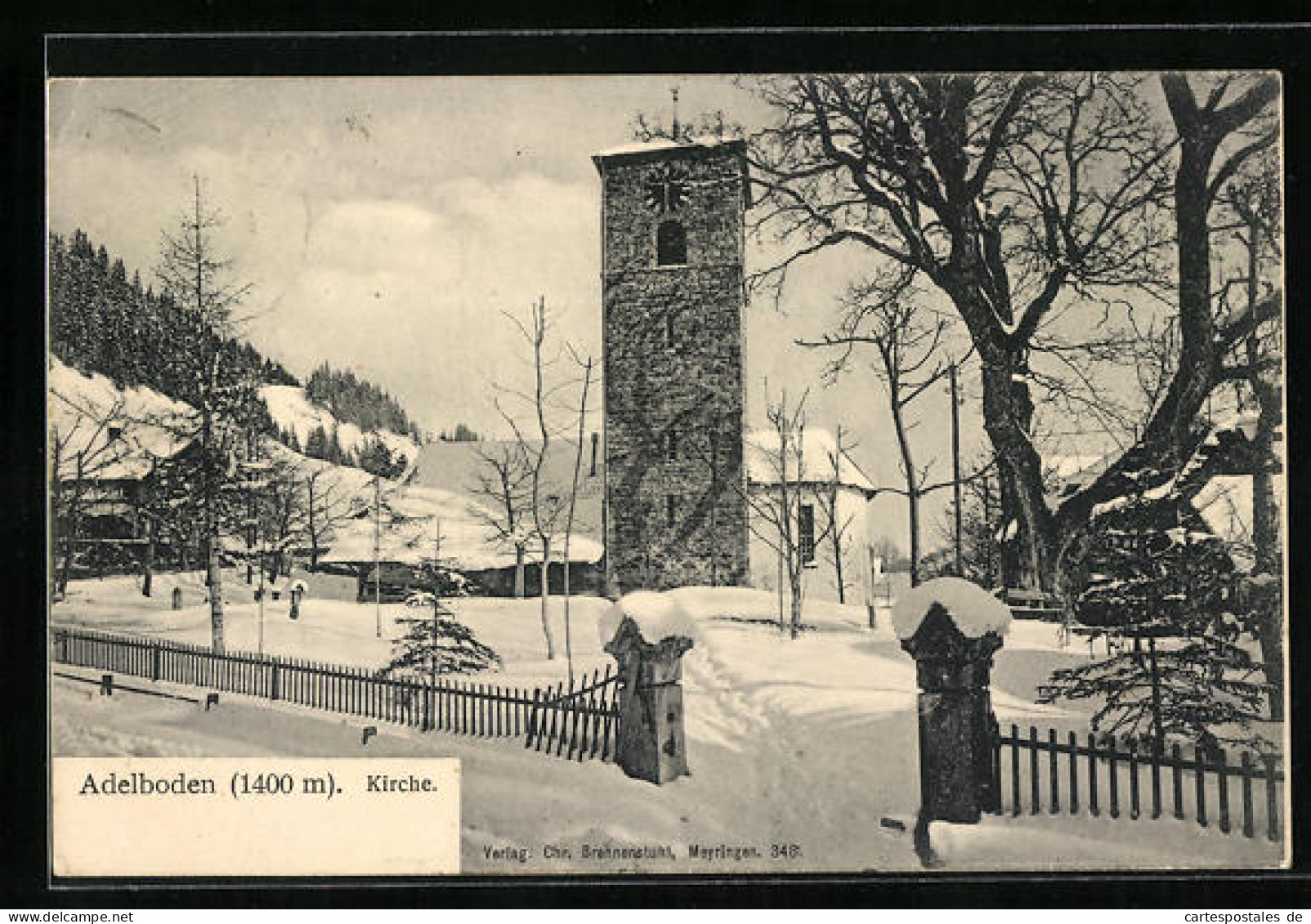 AK Adelboden, Verschneite Kirche  - Adelboden