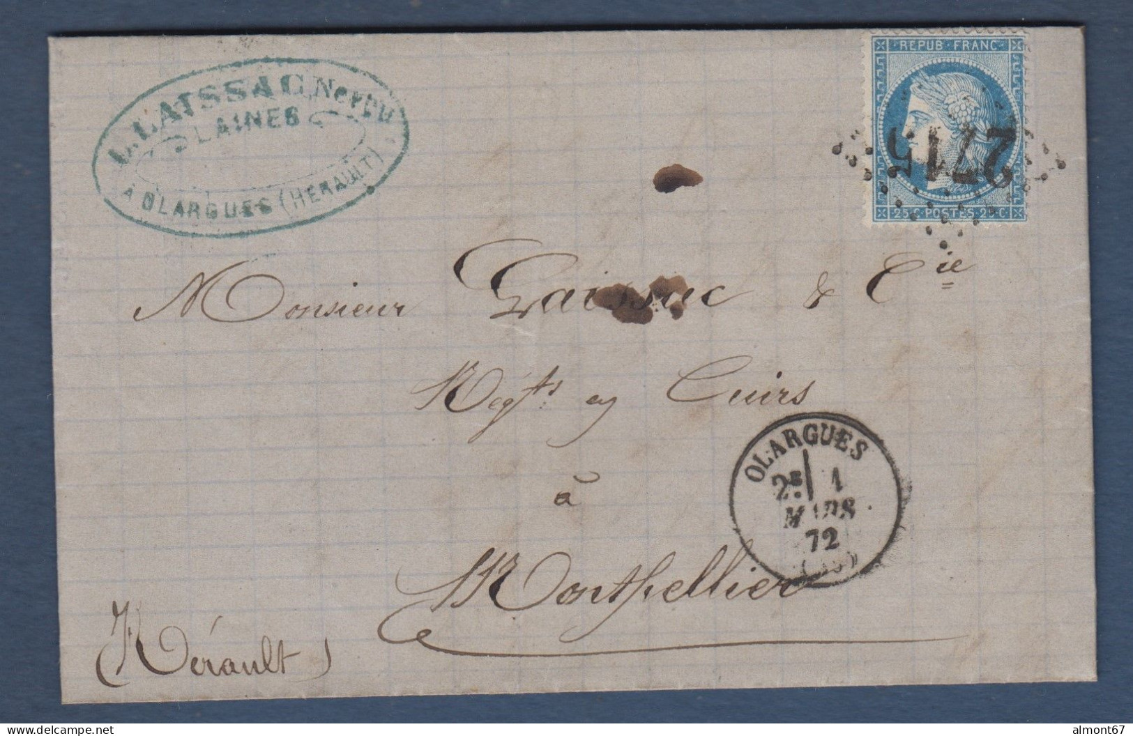 Hérault -  G.C. 2715 Et Cachet 16  OLARGUES - 1849-1876: Période Classique