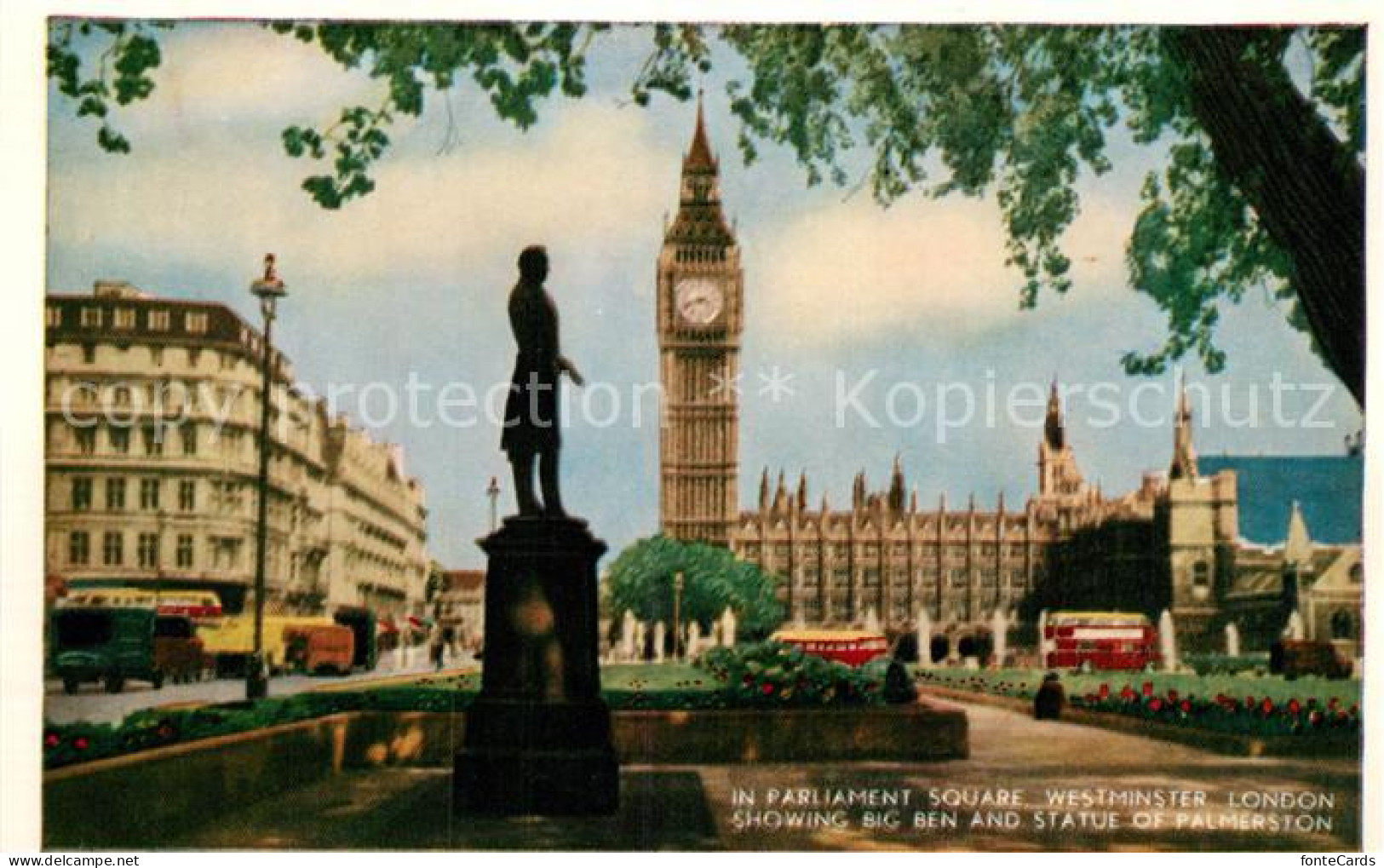 72944206 Westminster_London Showing Big Ben And Statue Of Palmerston - Andere & Zonder Classificatie