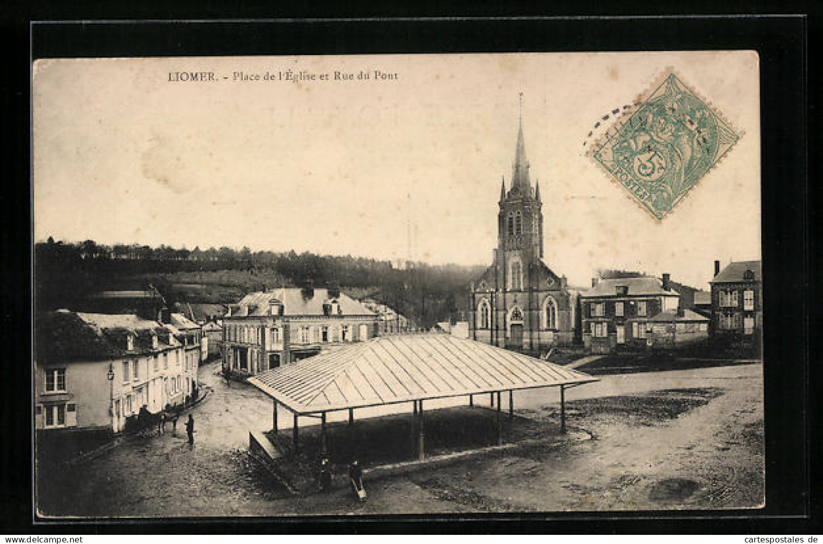 CPA Liomer, Place De L`Église Et Rue Du Pont  - Other & Unclassified