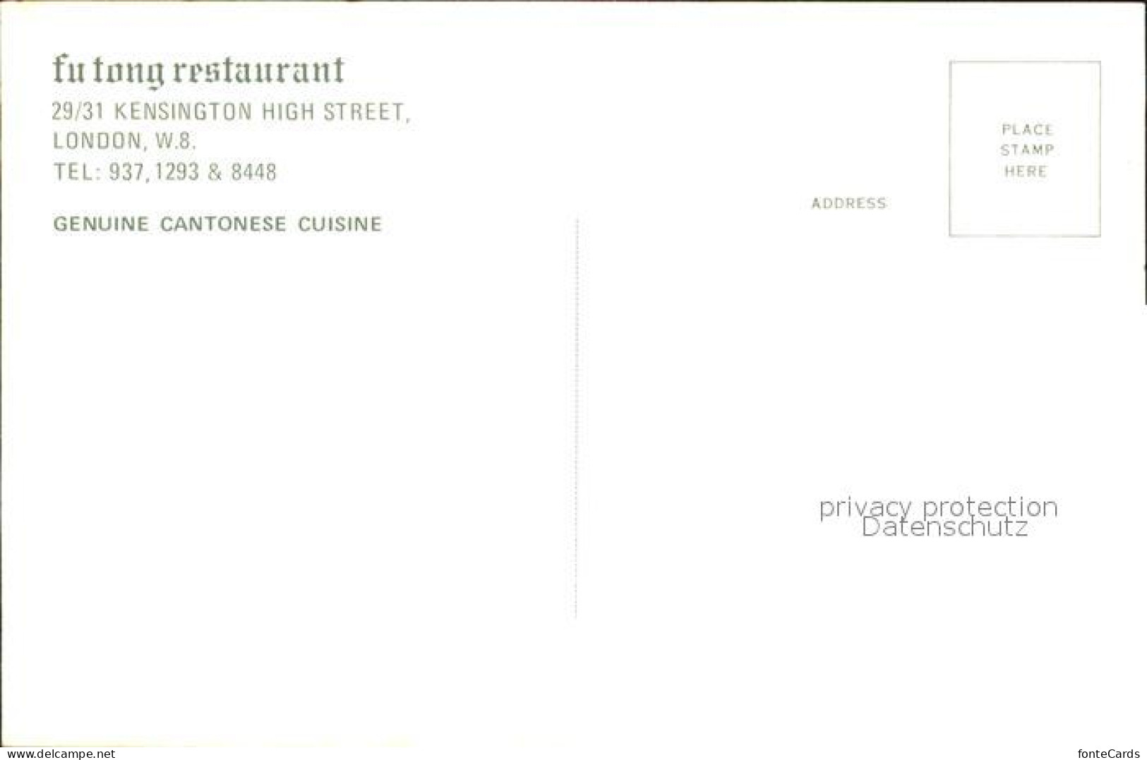 71845428 London Fu Tong Restaurant Kensington High Street  - Andere & Zonder Classificatie