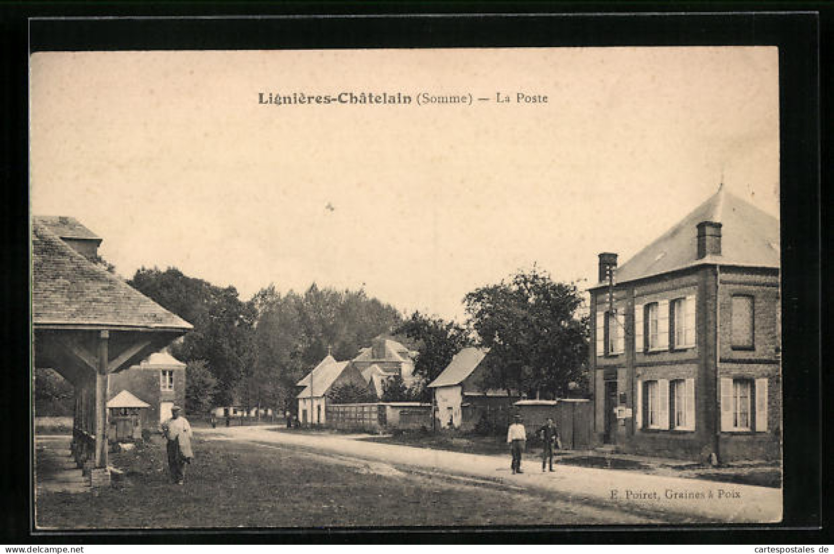 CPA Lignières-Châtelain, La Poste  - Other & Unclassified