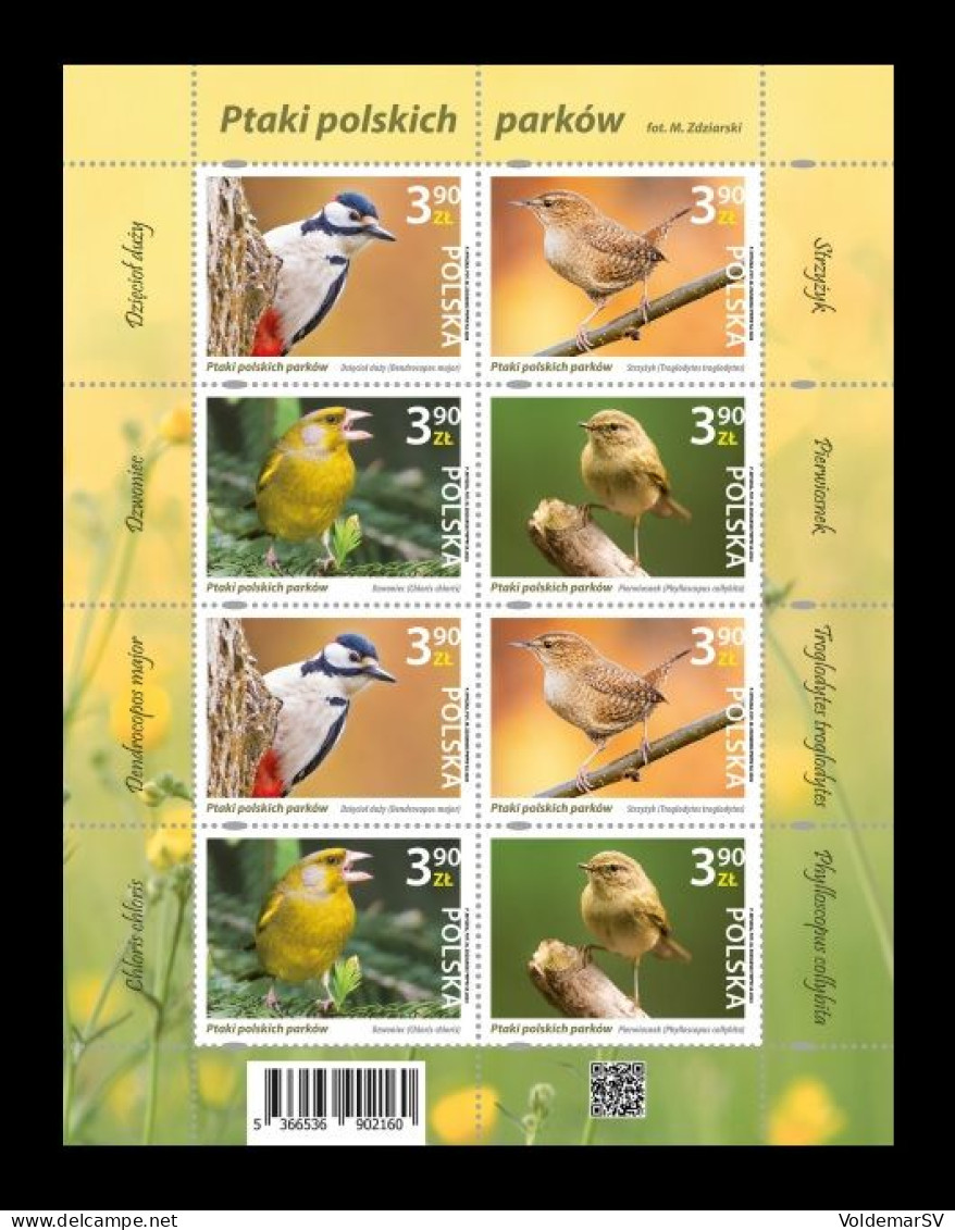 Poland 2024 Mih. 5516/19 Fauna. Birds Of Polish Parks (M/S) MNH ** - Unused Stamps