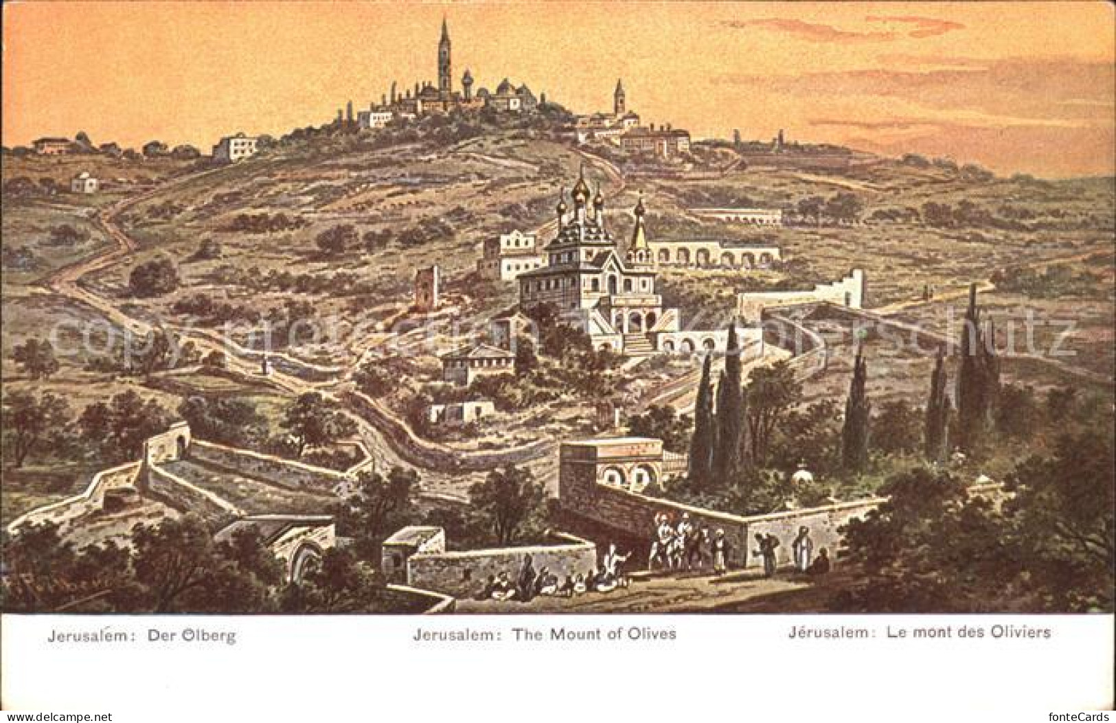 71834952 Jerusalem Yerushalayim Mont Des Oliviers Oelberg Kuenstlerkarte Serie 7 - Israel