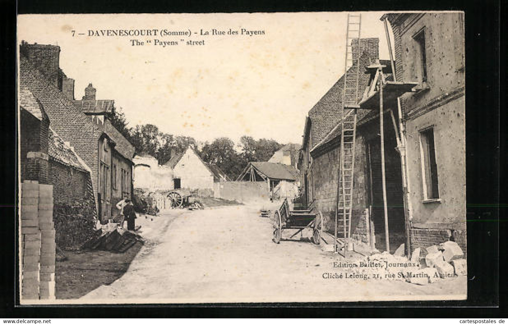 CPA Davenescourt, La Rue Des Payens  - Other & Unclassified