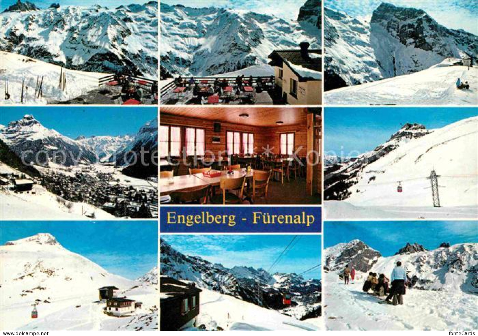 12661326 Engelberg OW Fuerenalp Terrasse Gastraum Panorama Skilifte Seilbahn Eng - Sonstige & Ohne Zuordnung