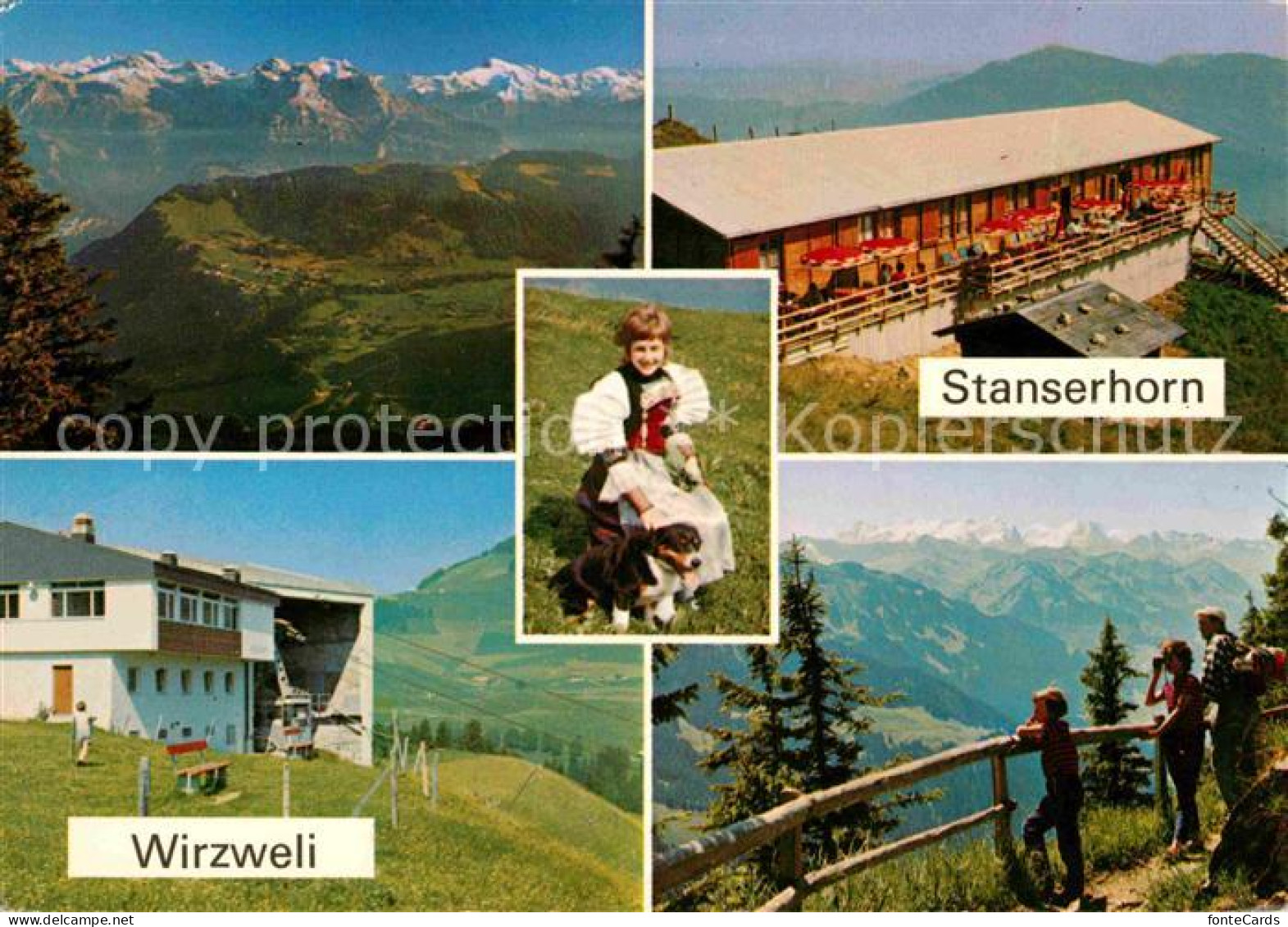 12652086 Wirzweli Stanserhorn Bahn Hotel Kulm Blick Auf Alpenkette Maedchen Trac - Autres & Non Classés