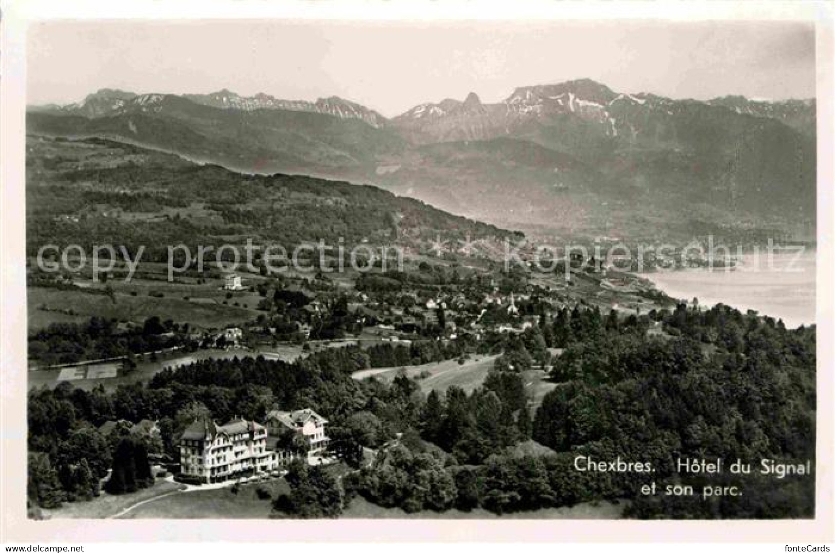 12638066 Chexbres Hotel Du Signal Et Son Parc Fliegeraufnahme Chexbres - Altri & Non Classificati