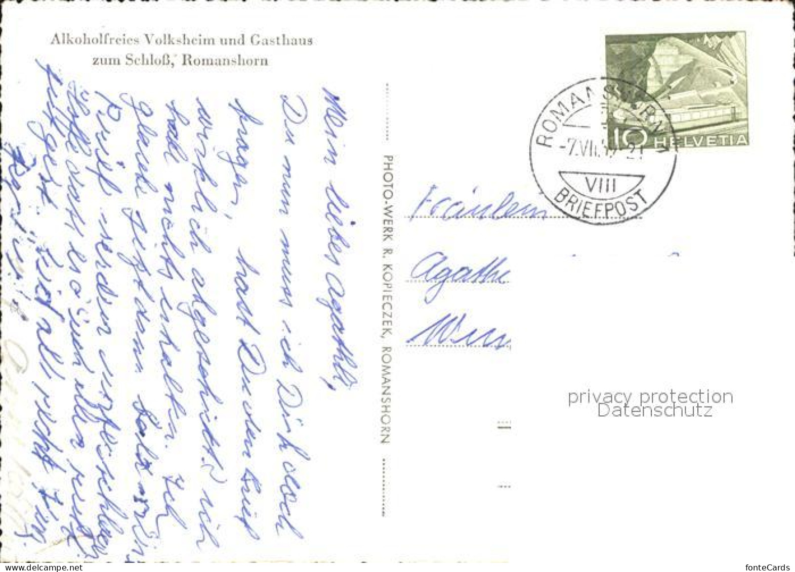 12589456 Romanshorn Bodensee Alkoholfreies Volksheim Und Gasthaus Zum Schloss Ro - Other & Unclassified