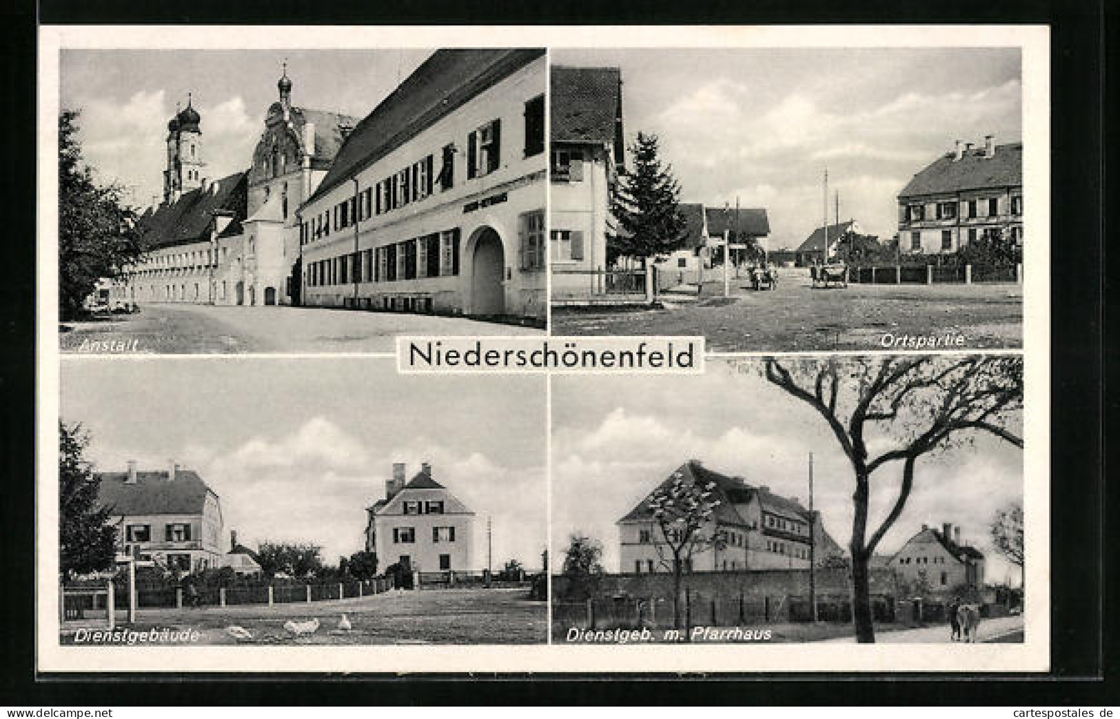 AK Niederschönenfeld, Ortspartie, Anstalt, Dienstgebäude Mit Pfarrhaus  - Other & Unclassified