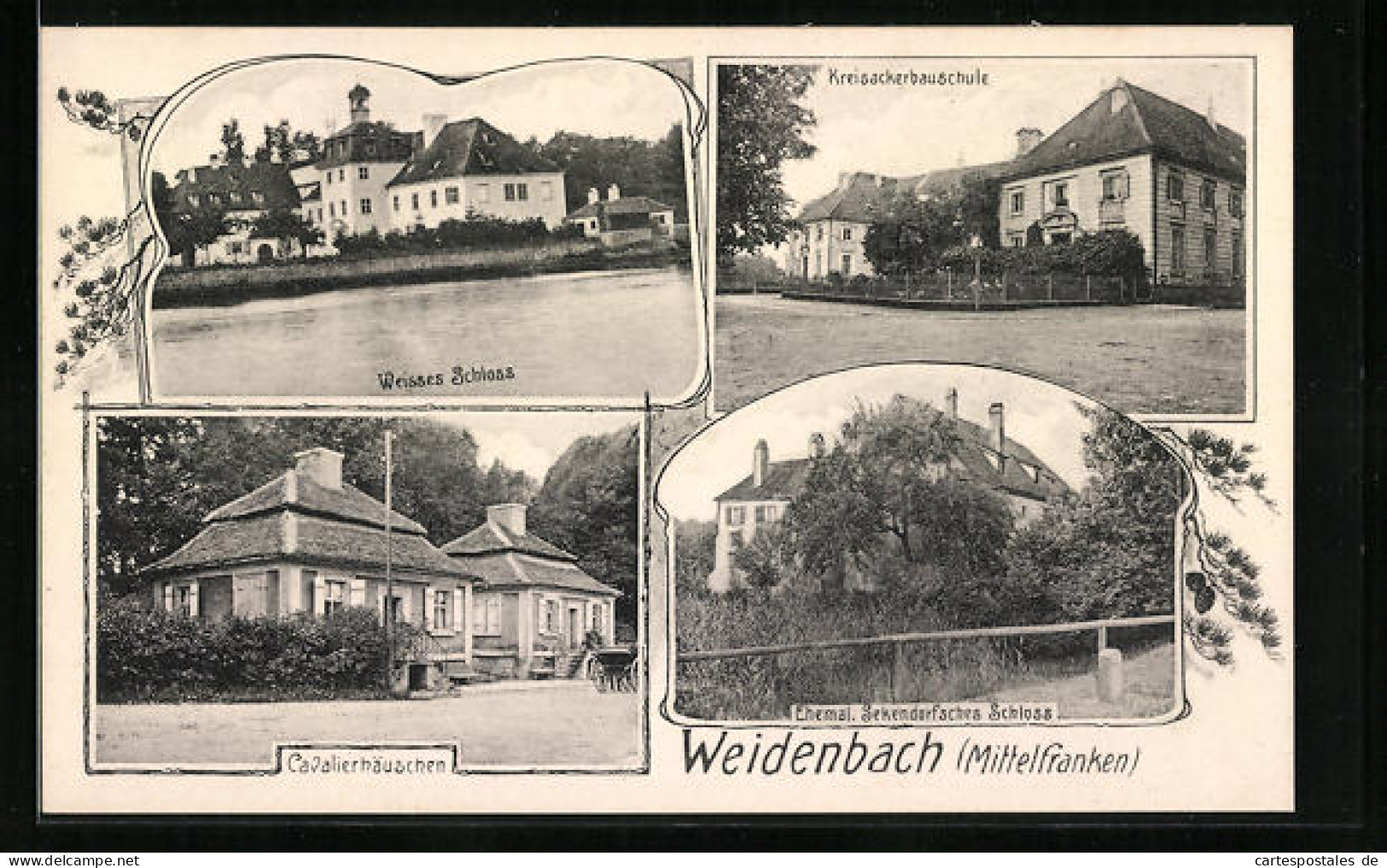 AK Weidenbach /Mittelfranken, Weisses Schloss, Ehemal. Sekendorfsches Schloss, Cavalierhäuschen  - Weiden I. D. Oberpfalz