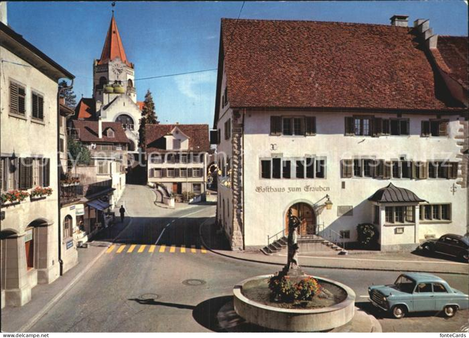 12588546 Weinfelden Gasthaus Zum Trauben Brunnen Hauptstrasse Kirche Weinfelden - Autres & Non Classés