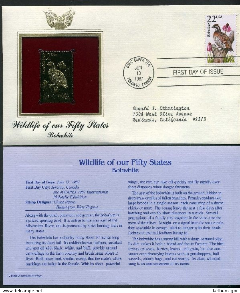 USA 1898 Vögel Goldmarke Ersttagesbrief/FDC #Vög782 - Autres & Non Classés