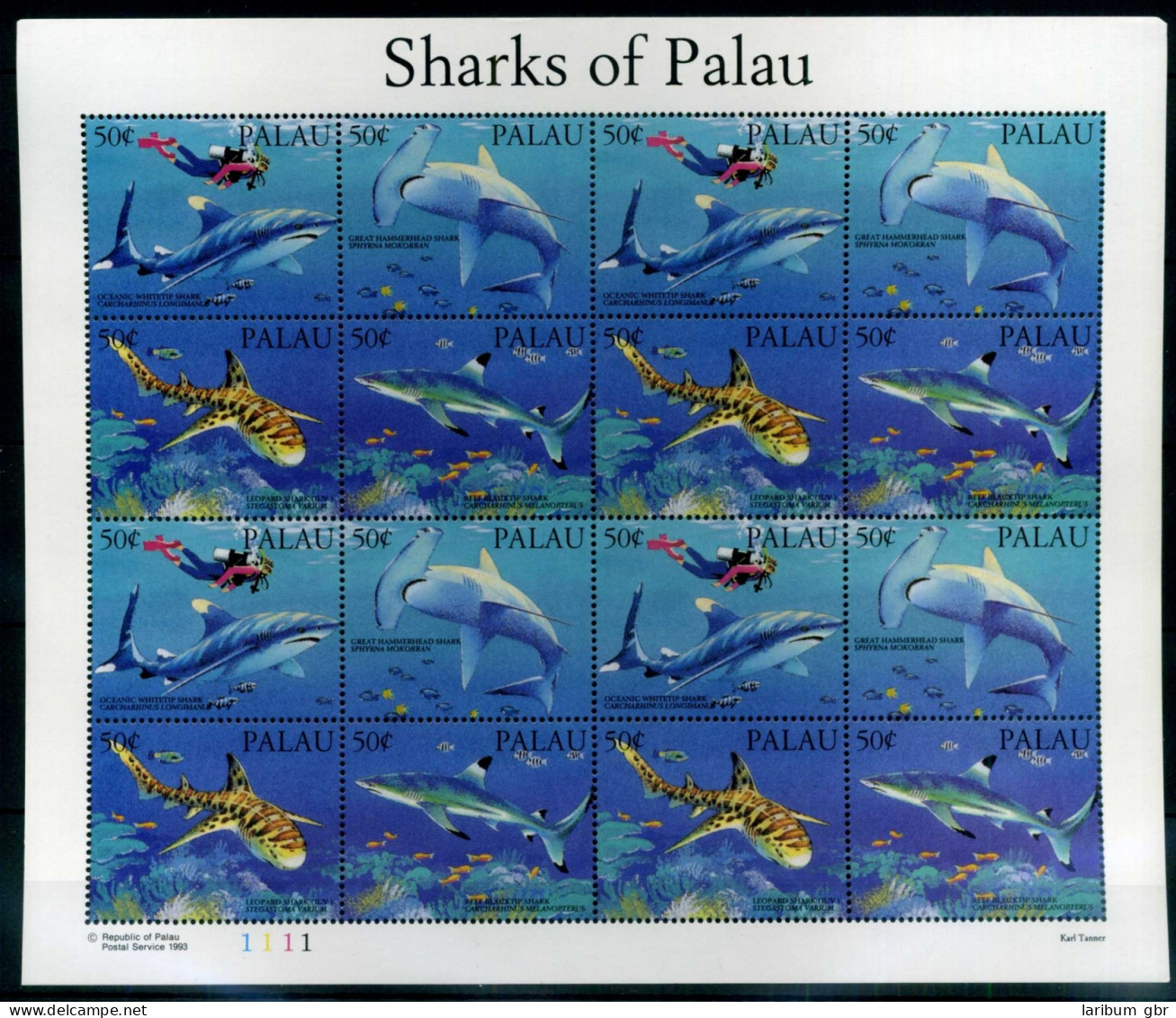 Palau 614-617 Postfrisch Haie #IJ473 - Palau