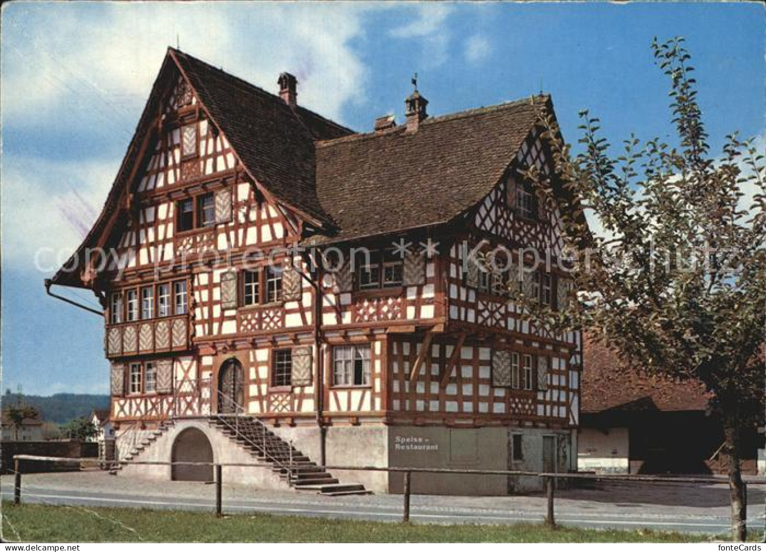 12587106 Oberaach Thurgauer Riegelhaus Restaurant Goldener Loewen Fachwerkhaus O - Sonstige & Ohne Zuordnung