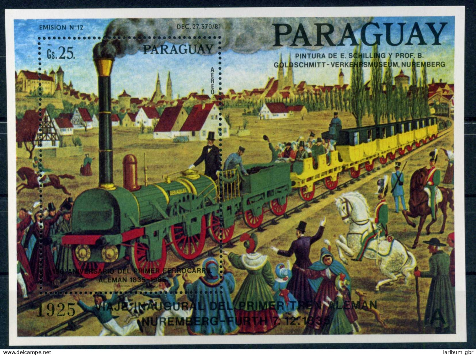 Paraguay Block 436 Postfrisch Eisenbahn Lokomotive #IU746 - Paraguay